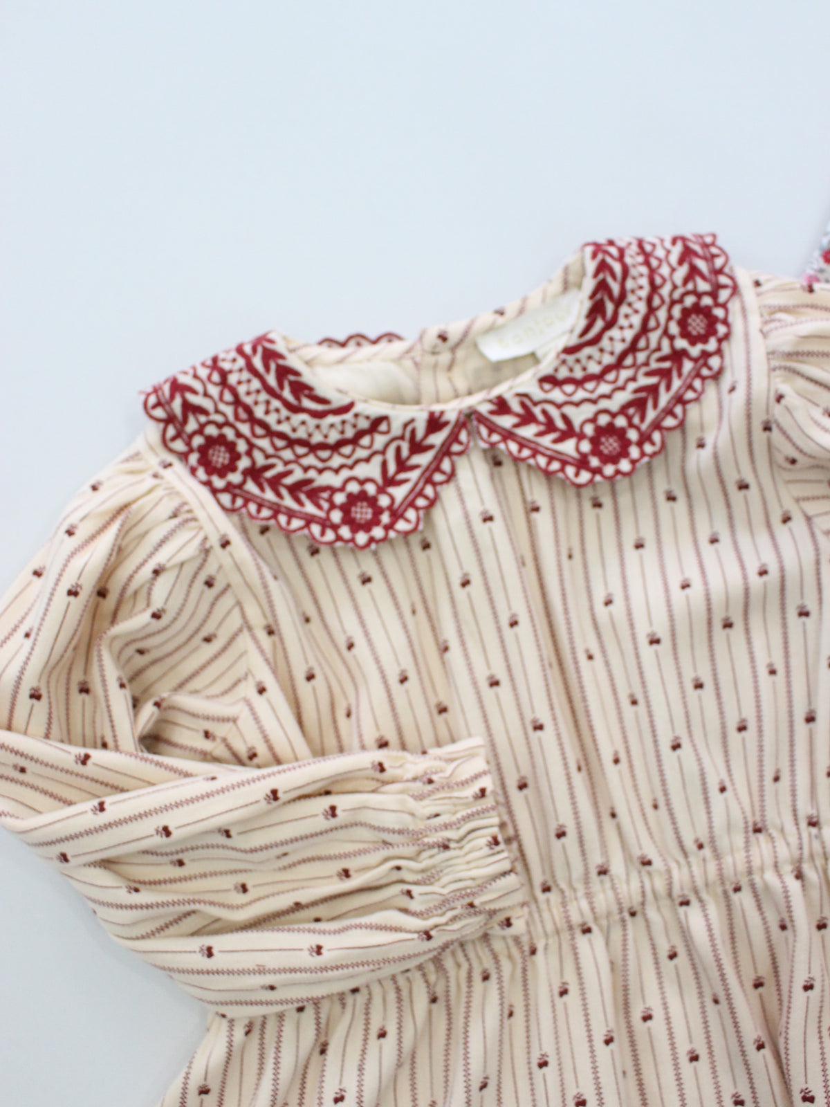 BONJOUR DIARY  Embroidered dress Provencal print - denim eyelette