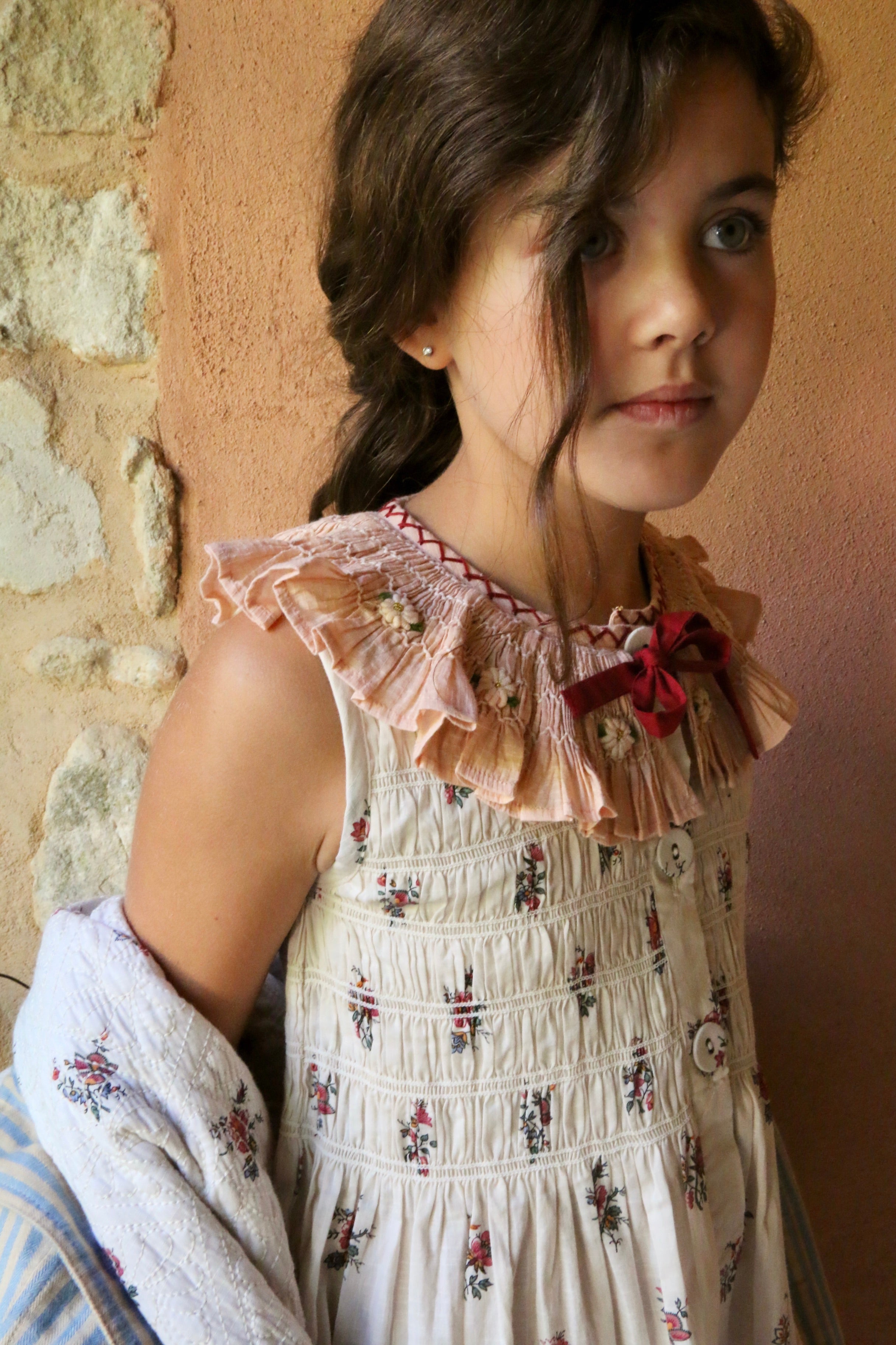 BONJOUR DIARY  Tunique with hair clip Garden flowers print - cotton voile