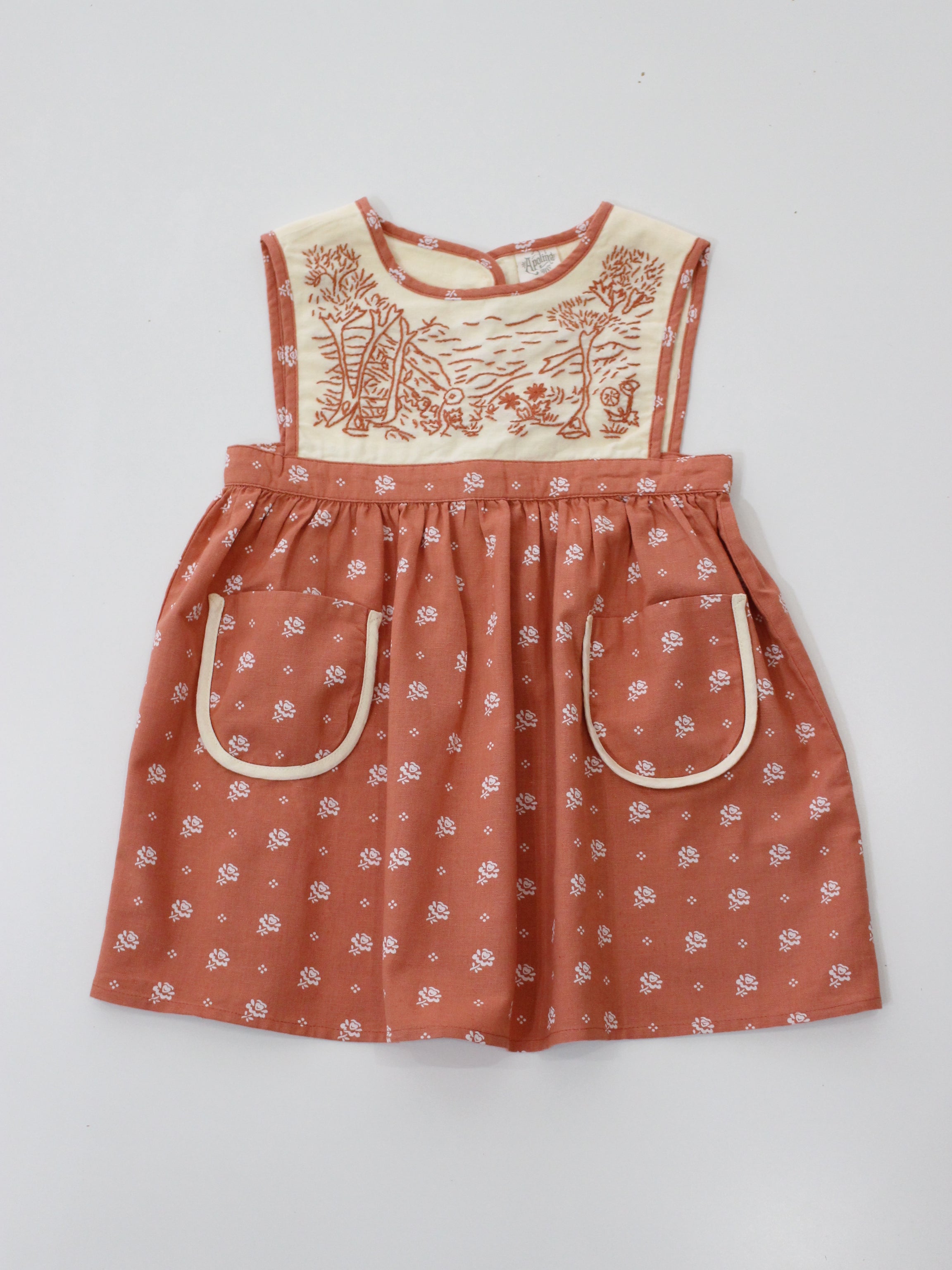 APOLINA BIBI HAND EMBROIDERED PINAFORE - MOUNTAIN CALICO JAM