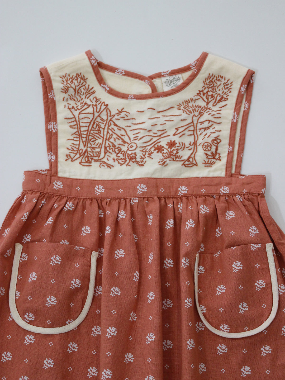 APOLINA  BIBI HAND EMBROIDERED PINAFORE - MOUNTAIN CALICO JAM