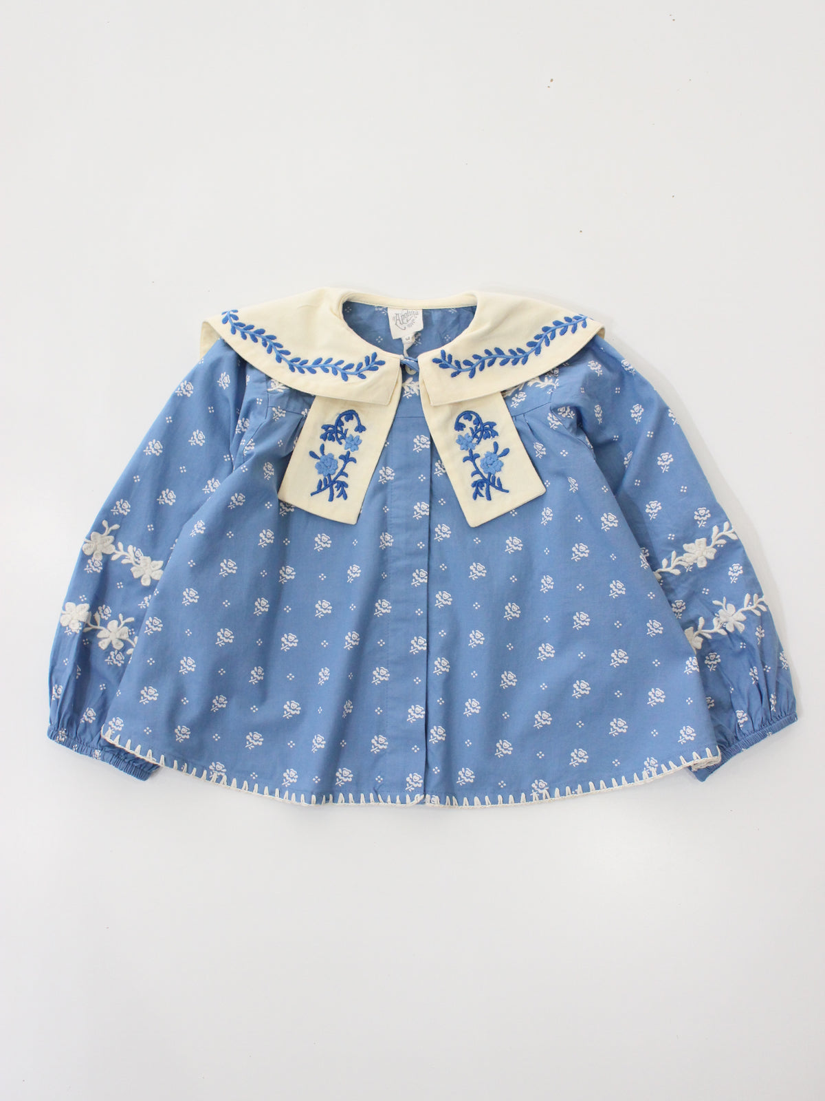 APOLINA  MAGGIE SAILOR BLOUSE - MOUNTAIN CALICO BLUE