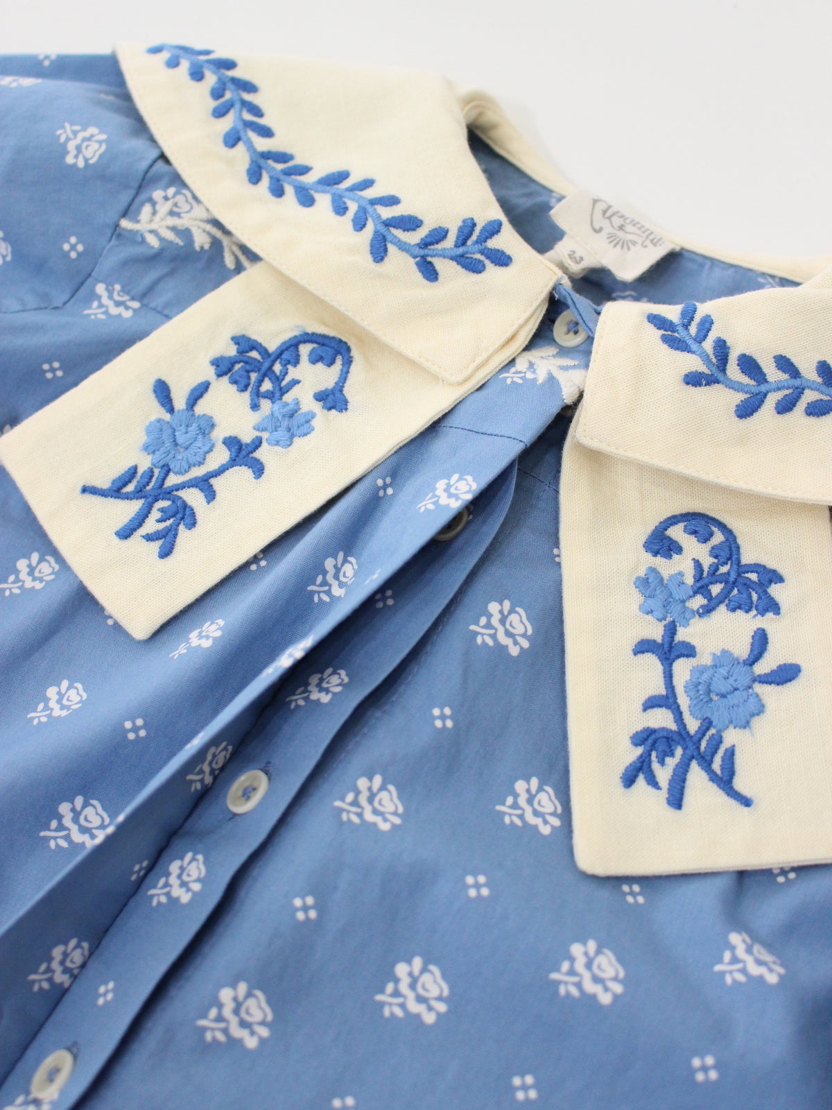 APOLINA  MAGGIE SAILOR BLOUSE - MOUNTAIN CALICO BLUE