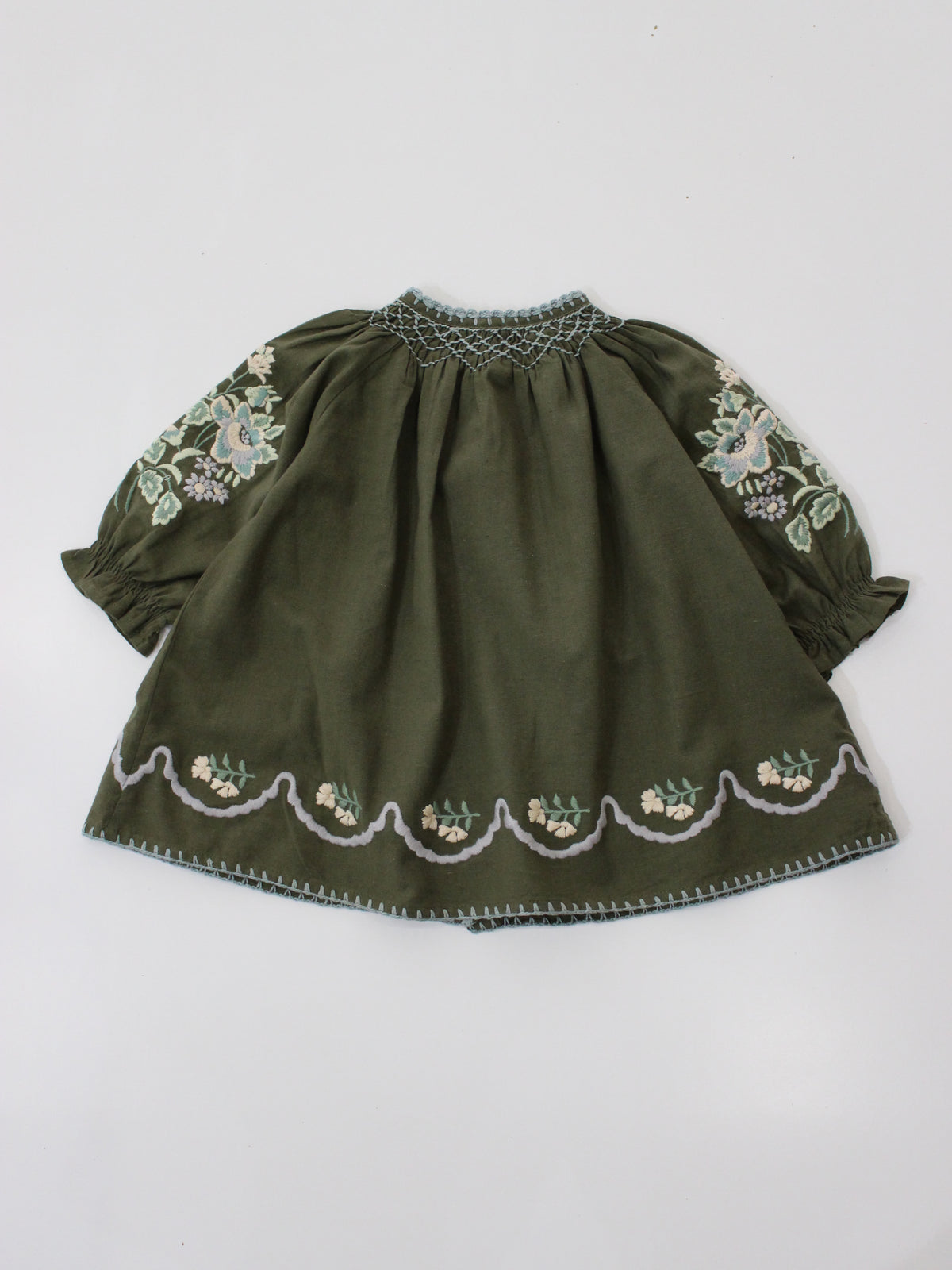 APOLINA  BABY CARINA EMBROIDERED SMOCK - FOREST