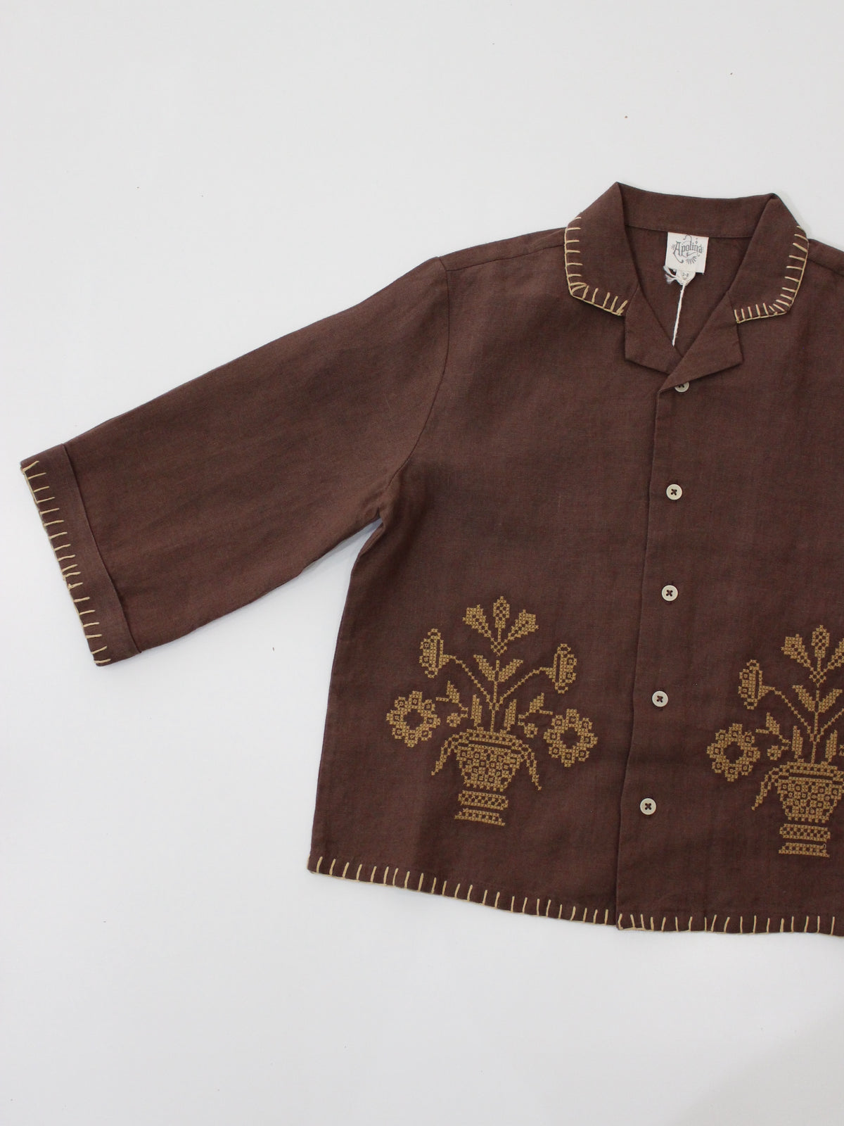 APOLINA  DONNY LS SHIRT - DARK CHOCOLATE