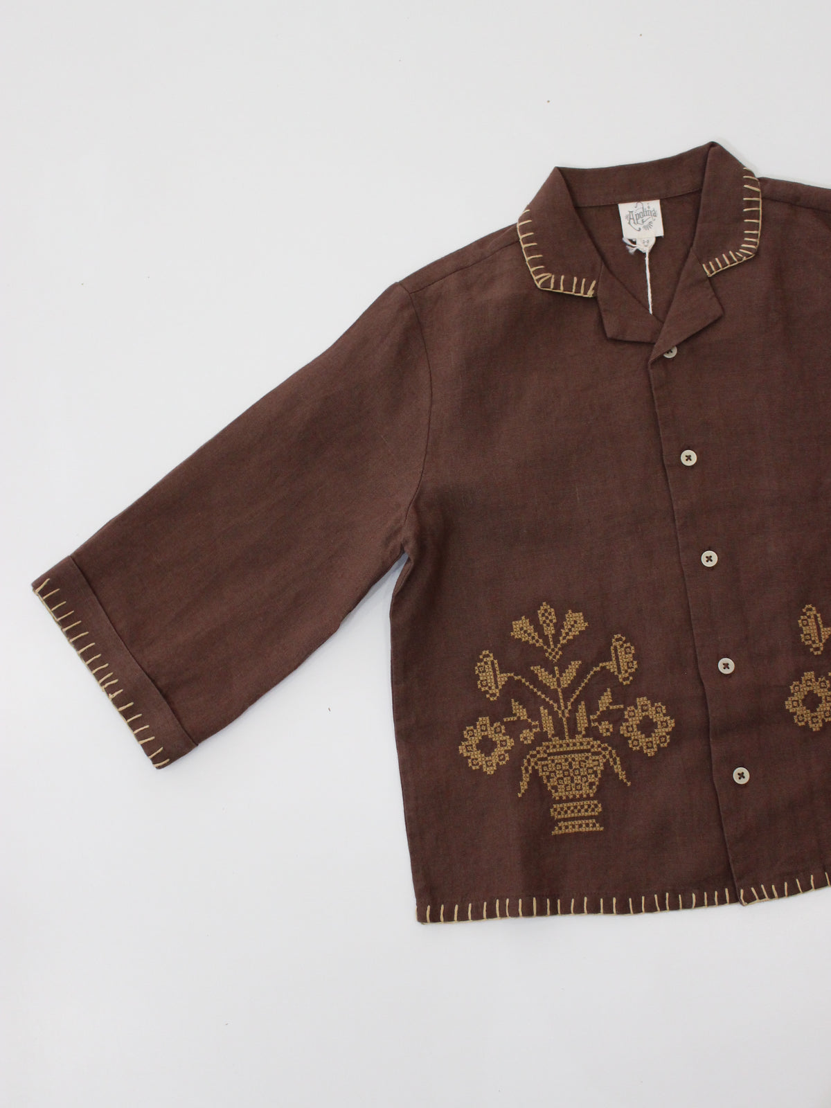 APOLINA  DONNY LS SHIRT - DARK CHOCOLATE