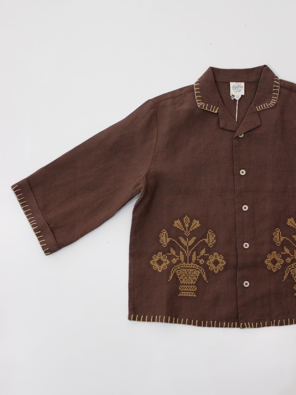 APOLINA  DONNY LS SHIRT - DARK CHOCOLATE