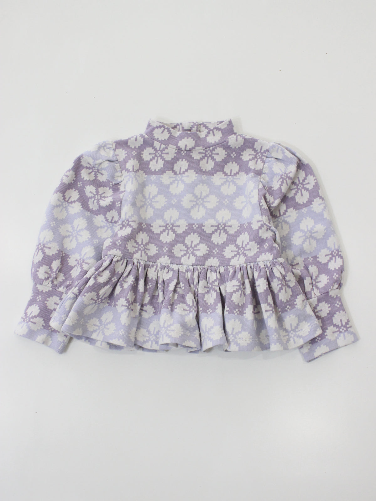 APOLINA  MYA PEPLUM JERSEY TOP - ICELANDIC POPPY JACQUARD