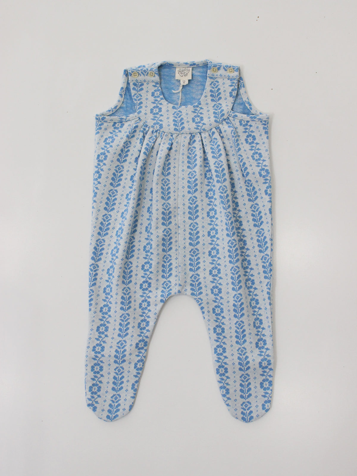 APOLINA  BABY JERSEY HILDA OVERALL ROMPER - NORDIC FLORAL JACQUARD