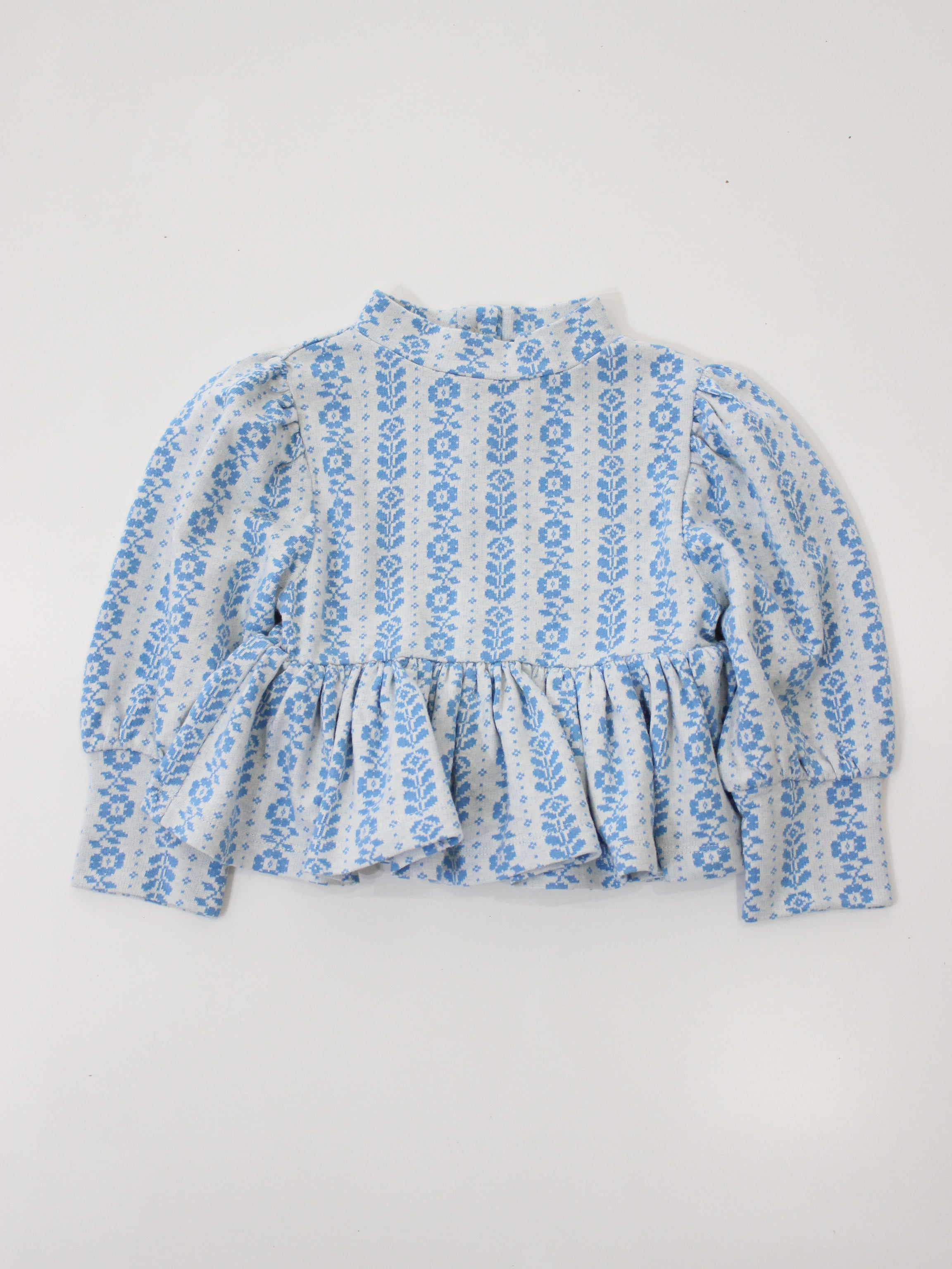 APOLINA MYA PEPLUM JERSEY TOP - NORDIC FLORAL JACQUARD