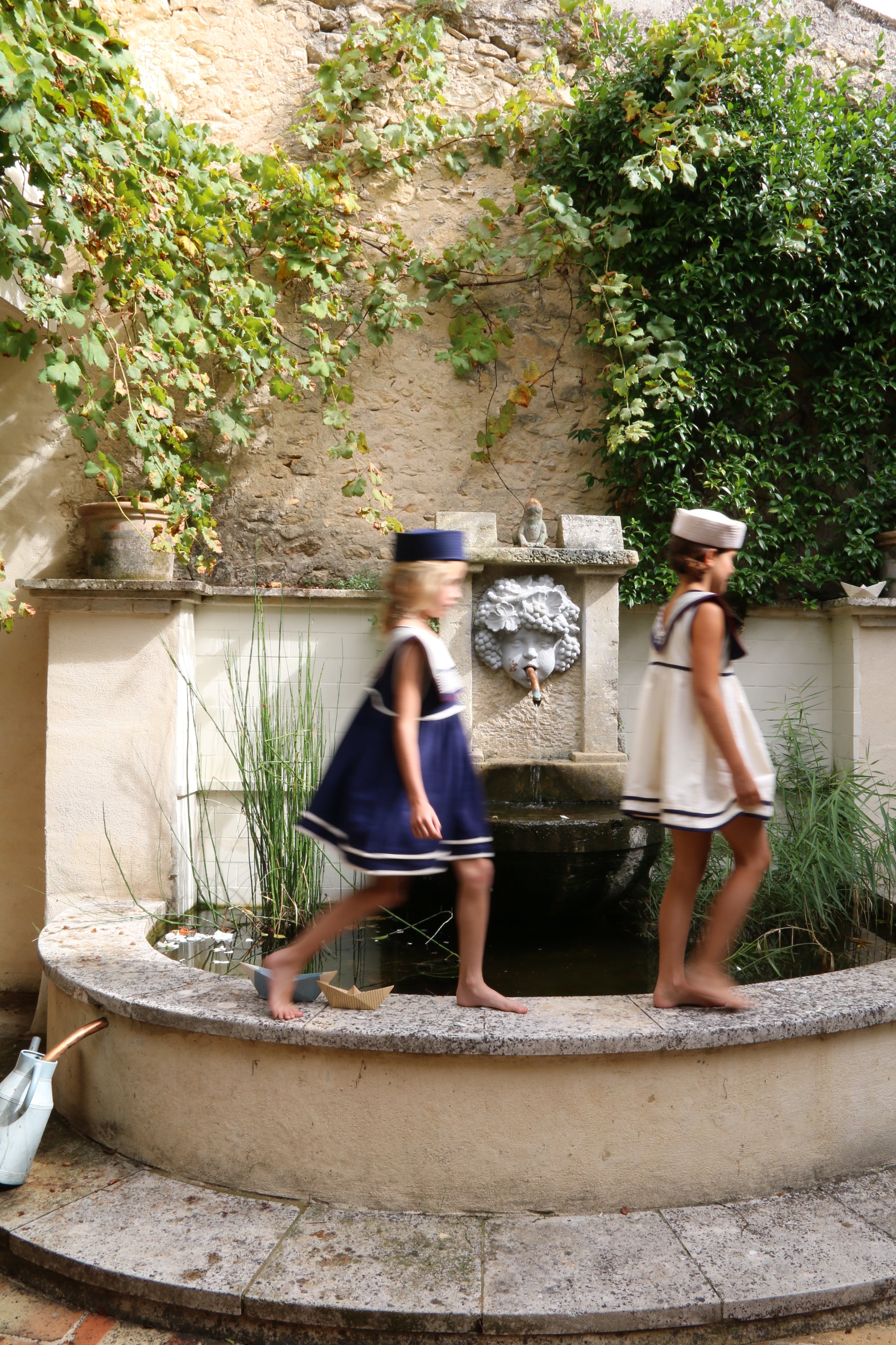 BONJOUR DIARY    Sailor dress Dark navy blue solid Denim