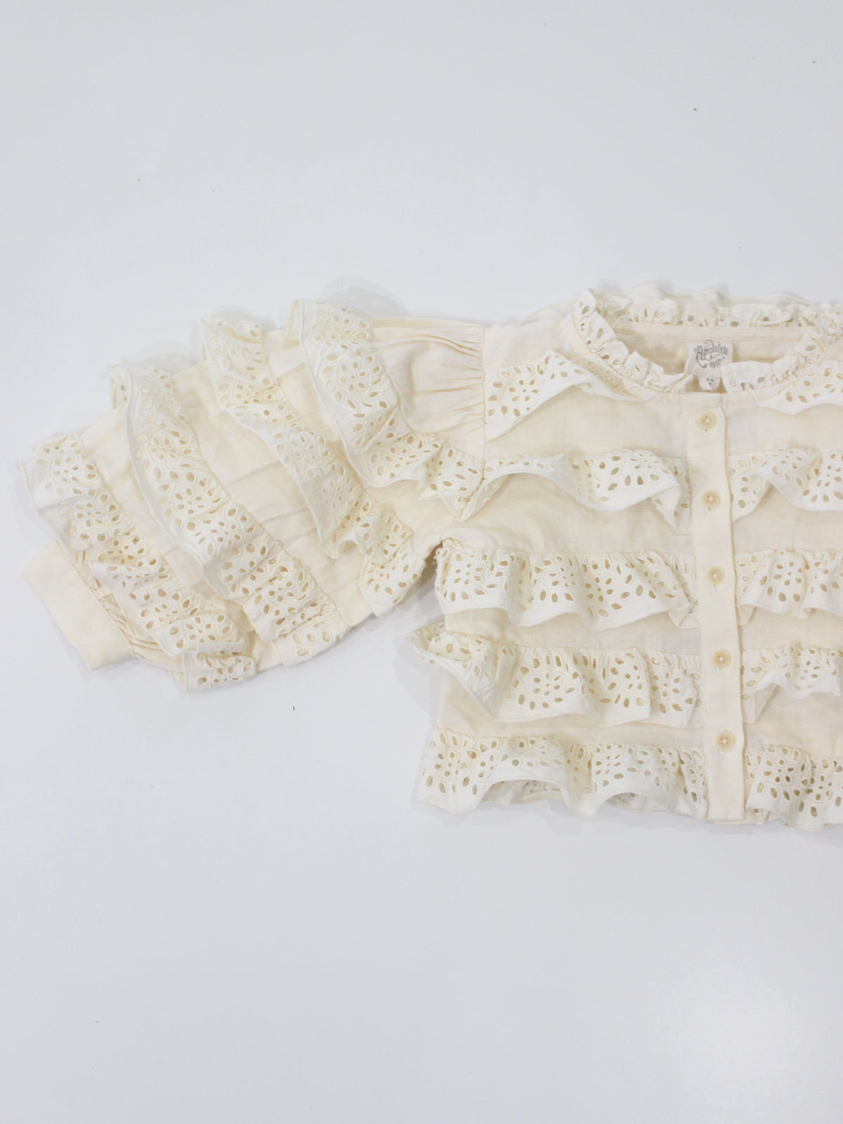 APOLINA  FIRA LS BLOUSE - MILK-CREAM