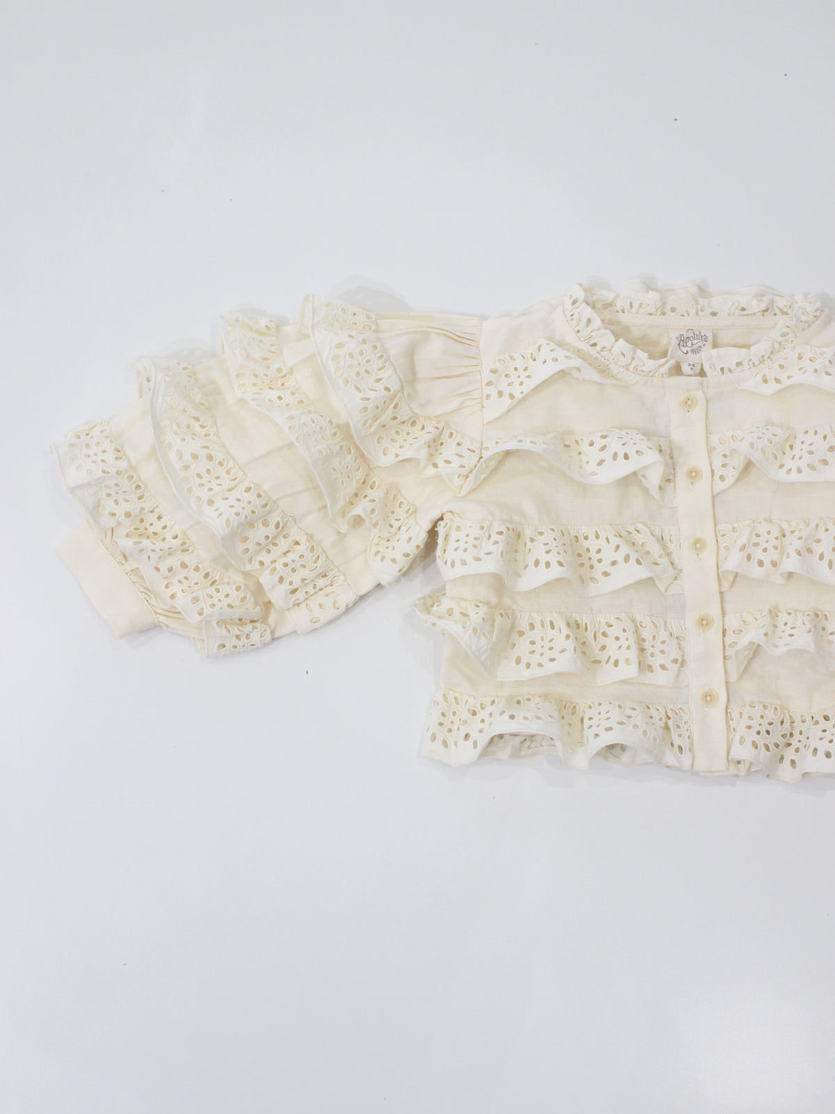 APOLINA  FIRA LS BLOUSE - MILK-CREAM