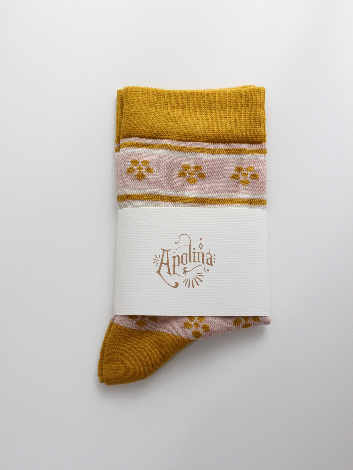 APOLINA  ALPINE FLORAL ANKLE SOCK - CARAMEL/BLUSH