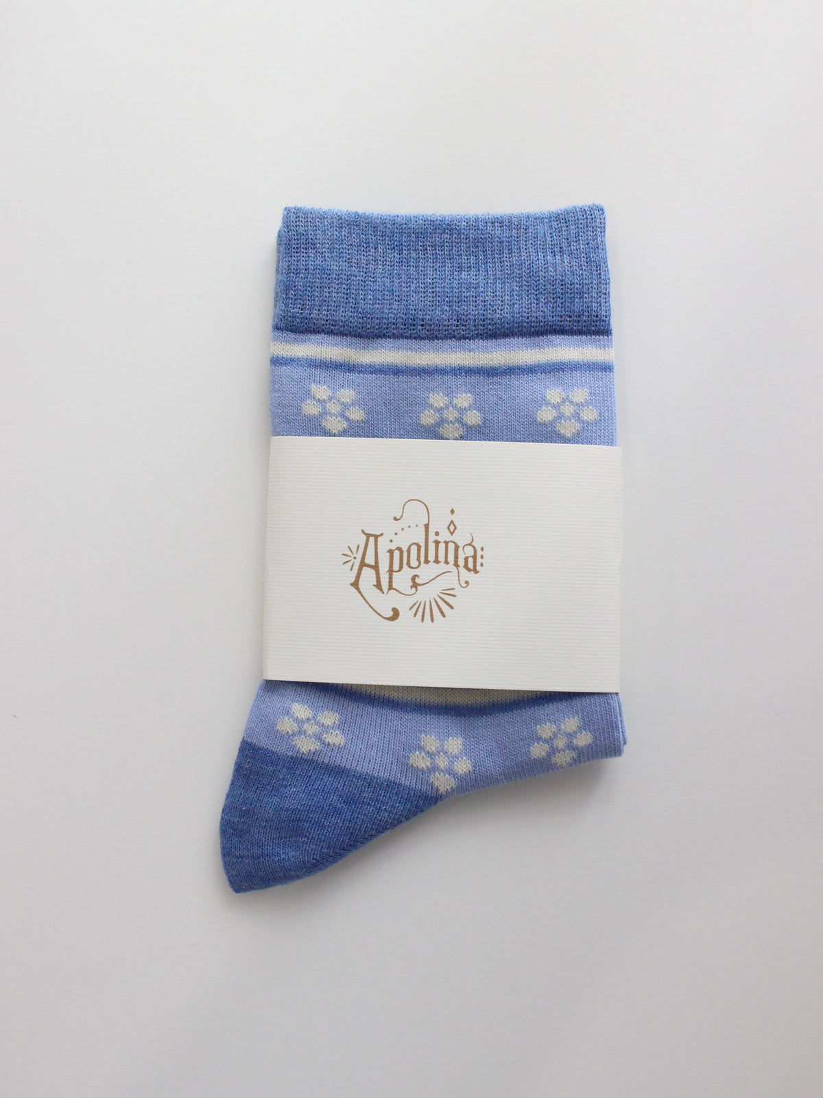 APOLINA  ALPINE FLORAL ANKLE SOCK - BOOK BLUE/MILK