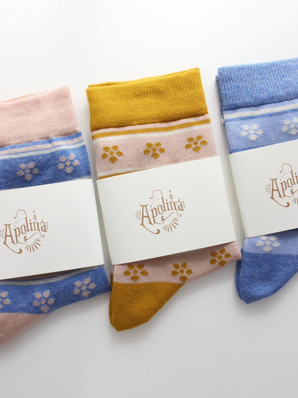 APOLINA  ALPINE FLORAL ANKLE SOCK - DRIED ROSE/LAKE