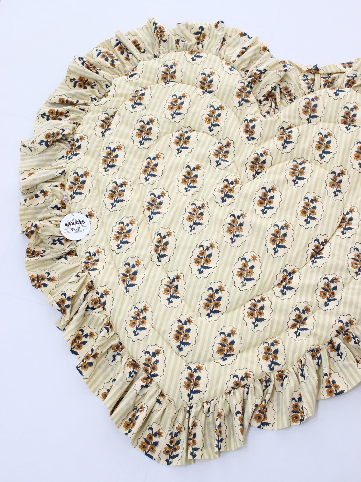 saruche  Heart Frill Mat  リバーシブル  キャメルx薄黄緑　RESONASON Limited Edition