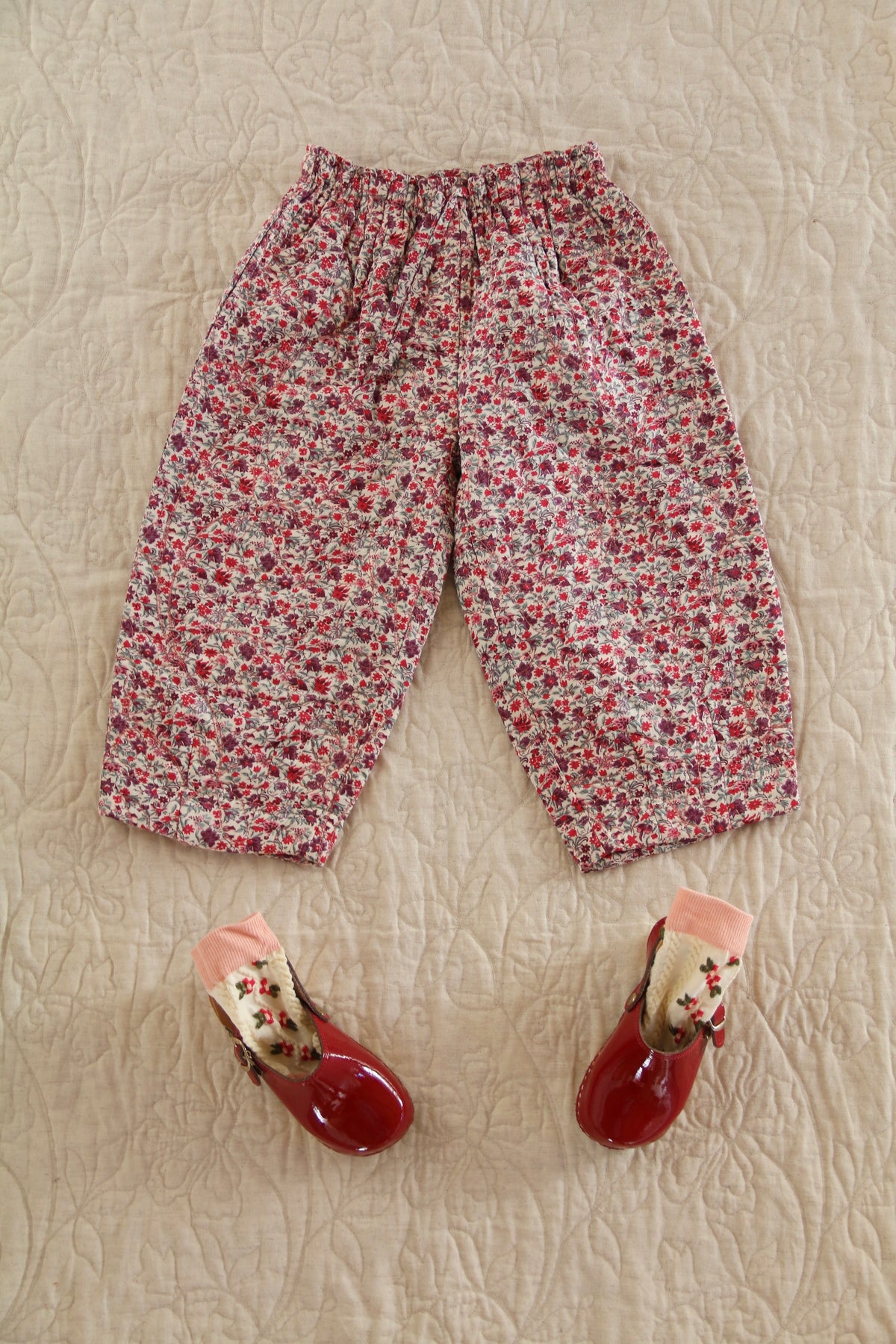 BONJOUR DIARY  Quilted pant Flowers field print