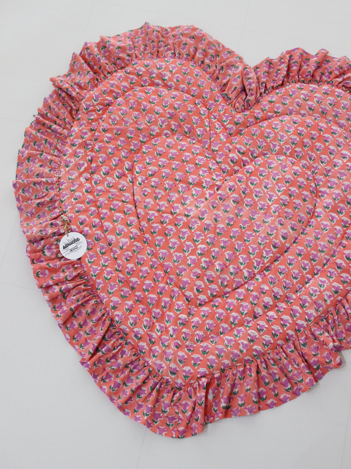 saruche  Heart Frill Mat  リバーシブル  ピンクx濃ピンク　RESONASON Limited Edition