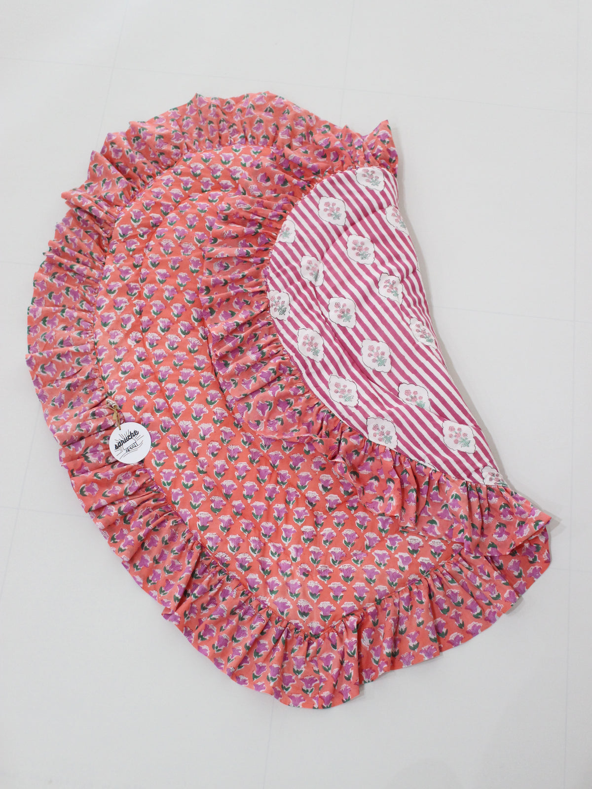saruche  Heart Frill Mat  リバーシブル  ピンクx濃ピンク　RESONASON Limited Edition