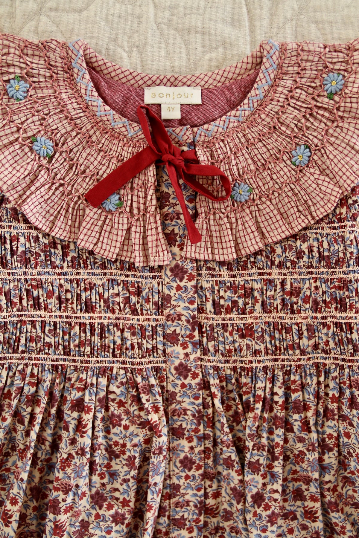 BONJOUR DIARY  Tunic with hair clip Blue flower field print