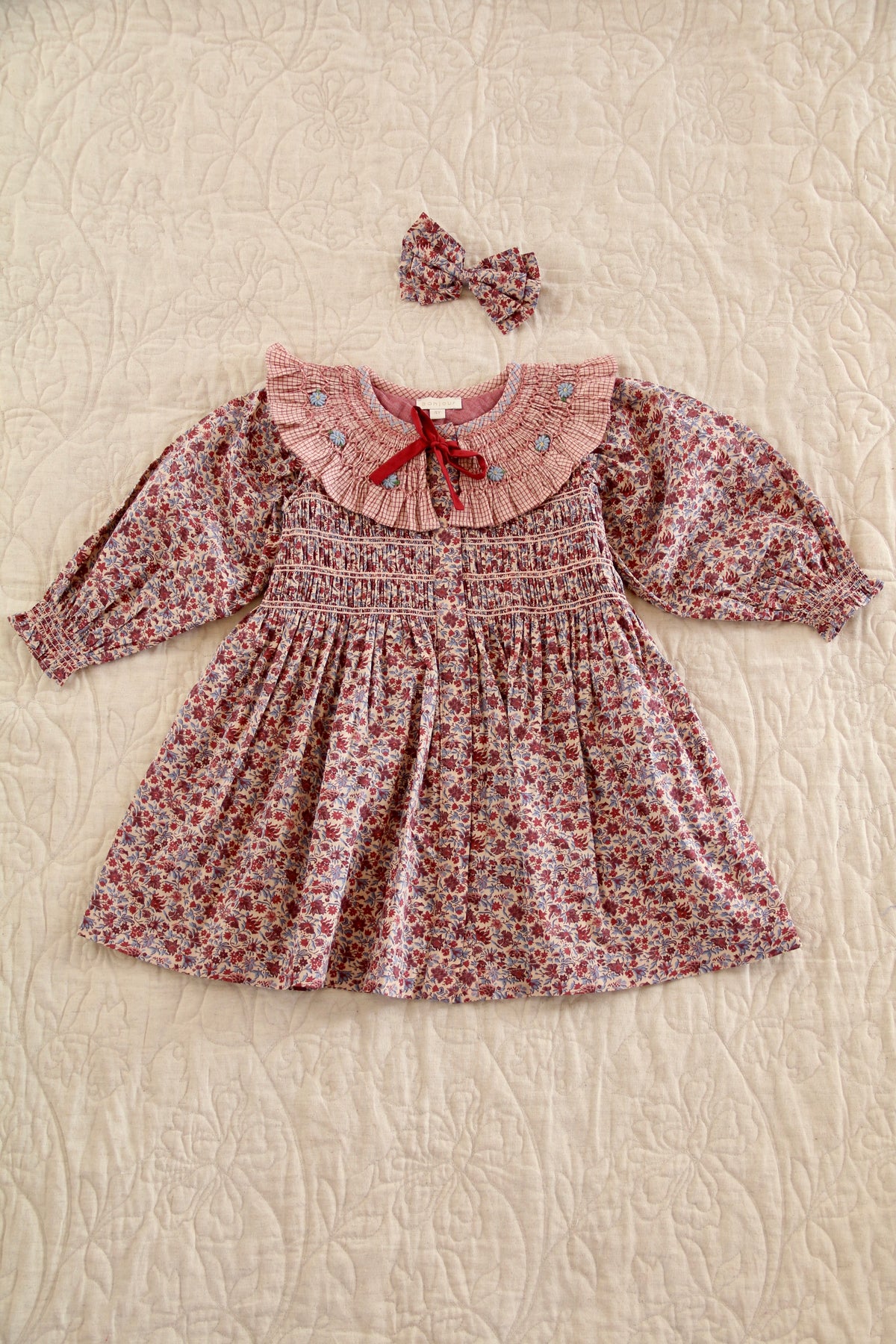 BONJOUR DIARY  Tunic with hair clip Blue flower field print
