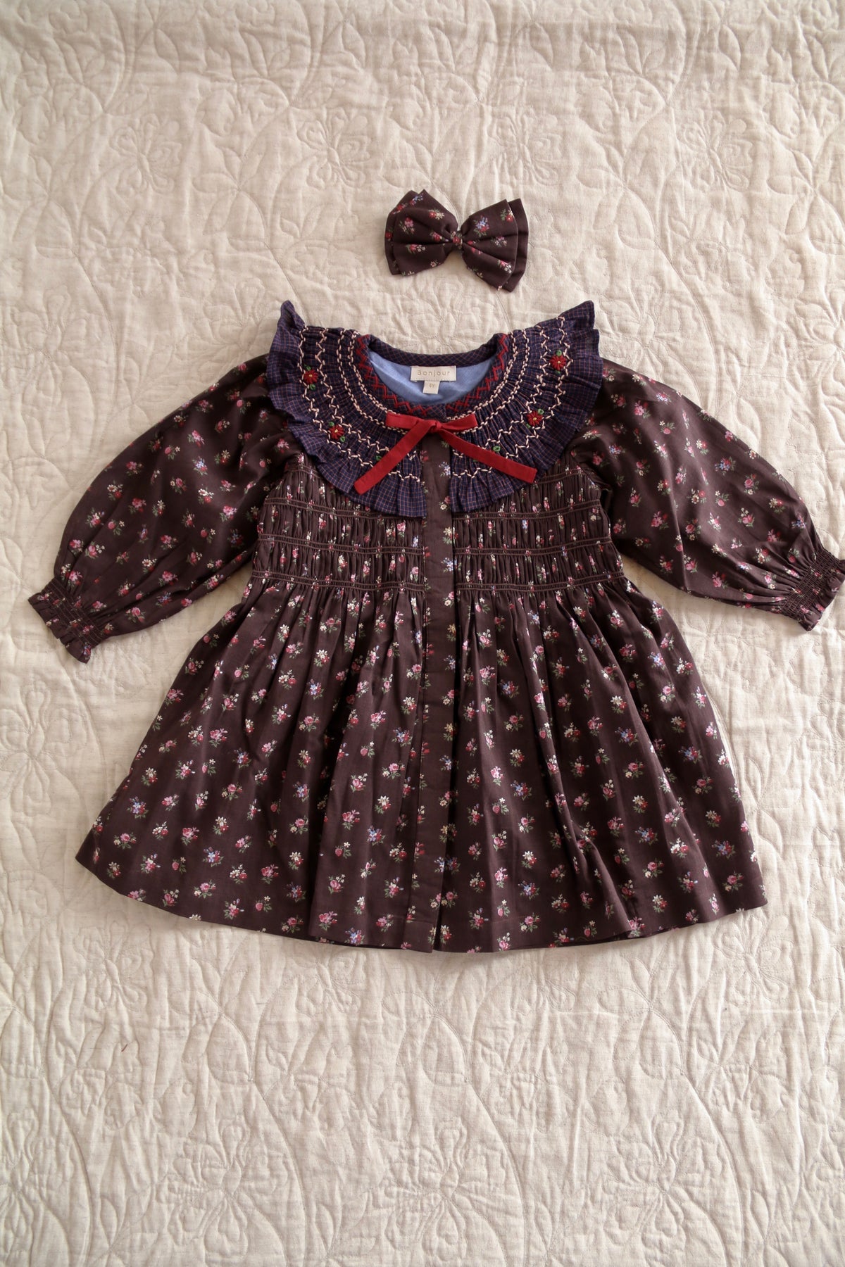 BONJOUR DIARY  Tunic with hair clips Little bouquet print