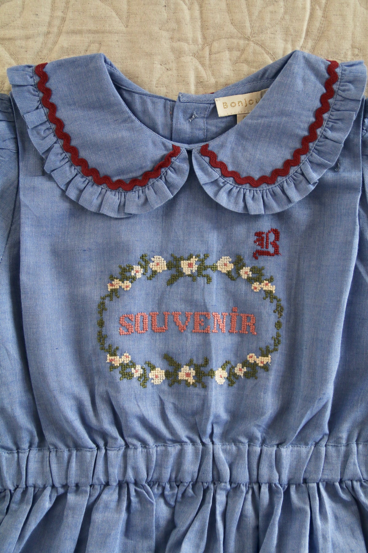 BONJOUR DIARY  Embroidered blouse Blue chambray