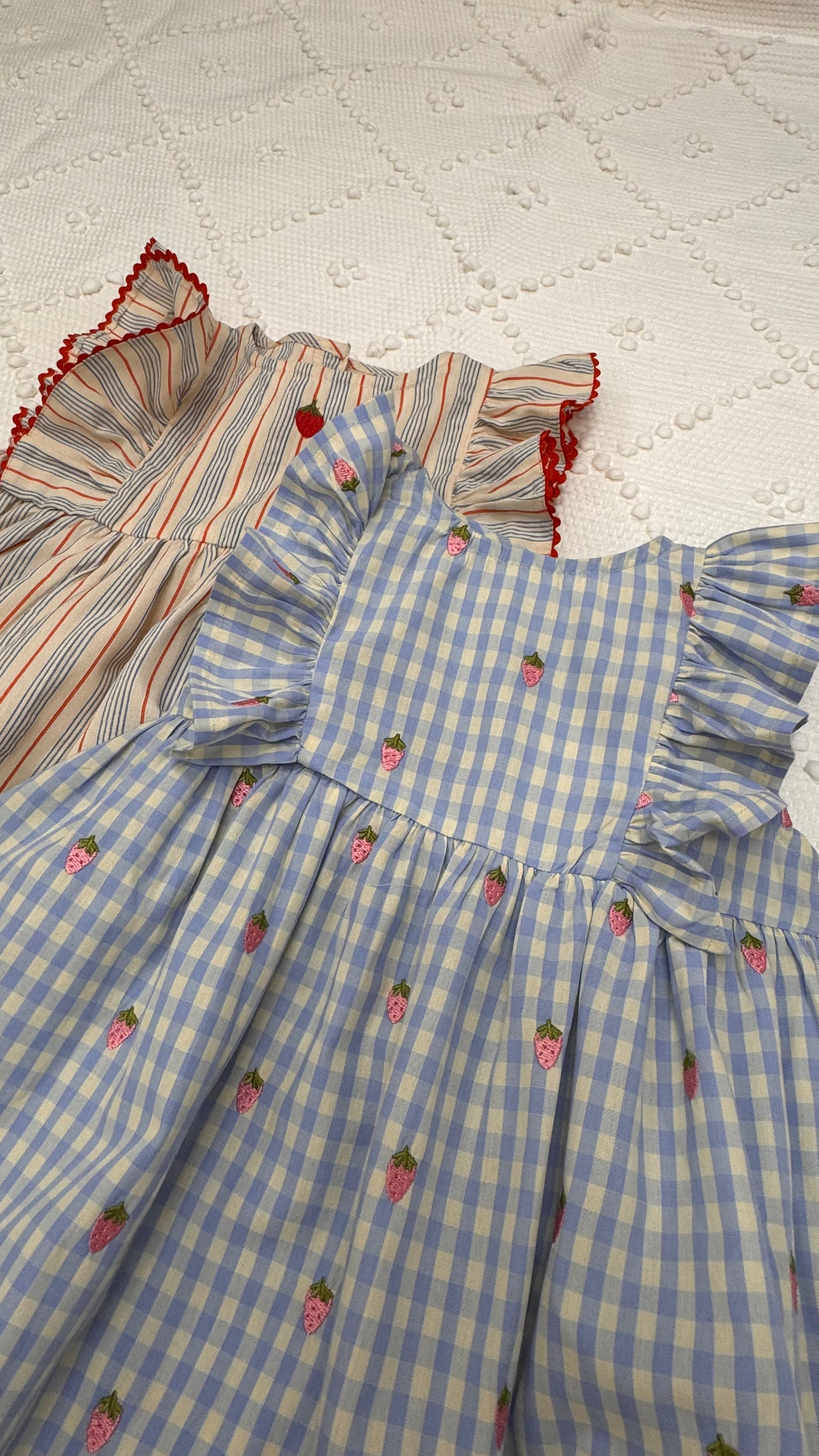 Flöss  Mille SL Dress  Sky Berry Gingham