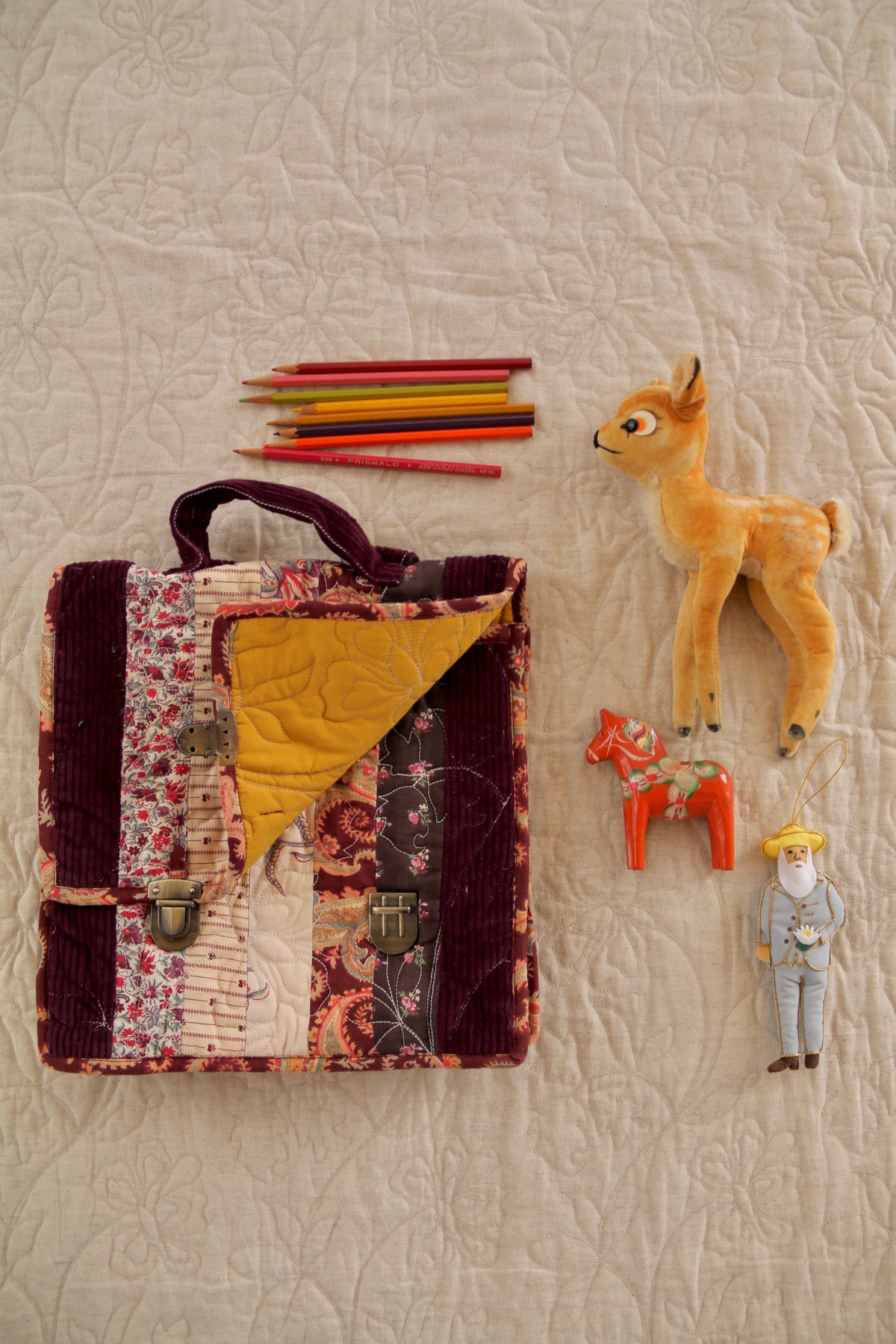 BONJOUR DIARY  Patchwork school bag all AW26 prints