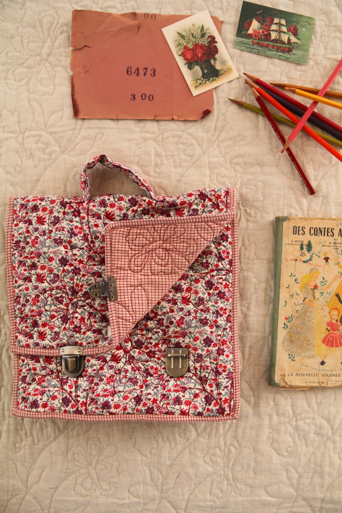 BONJOUR DIARY  School bag Flowers field print