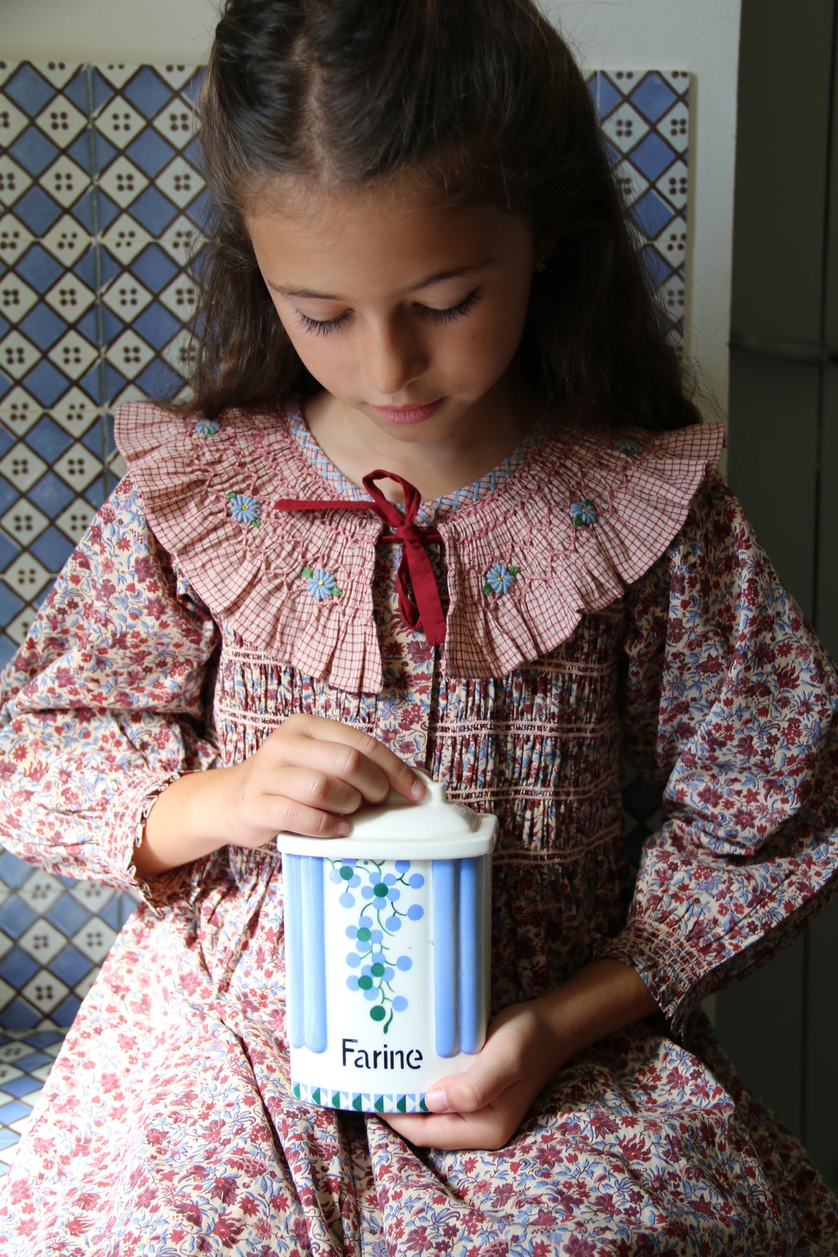 BONJOUR DIARY  Tunic with hair clip Blue flower field print