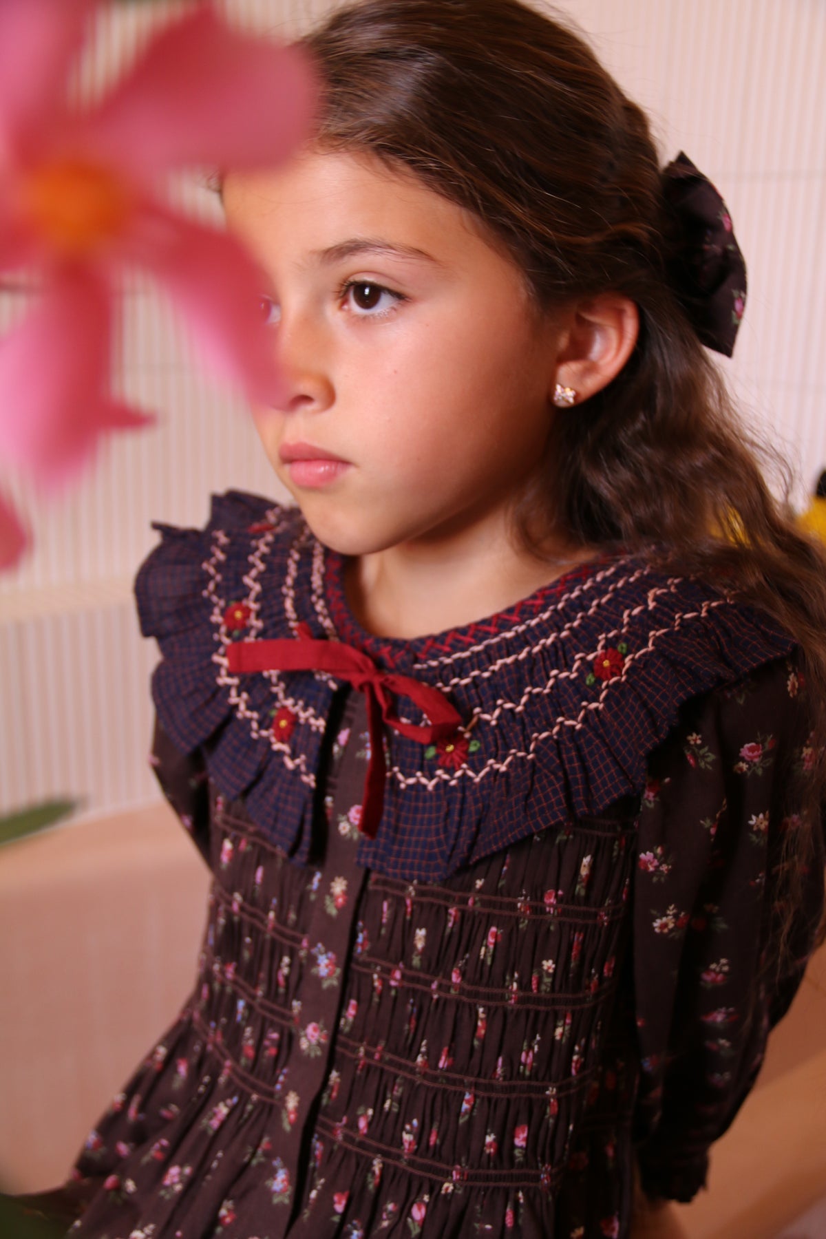 BONJOUR DIARY  Tunic with hair clips Little bouquet print