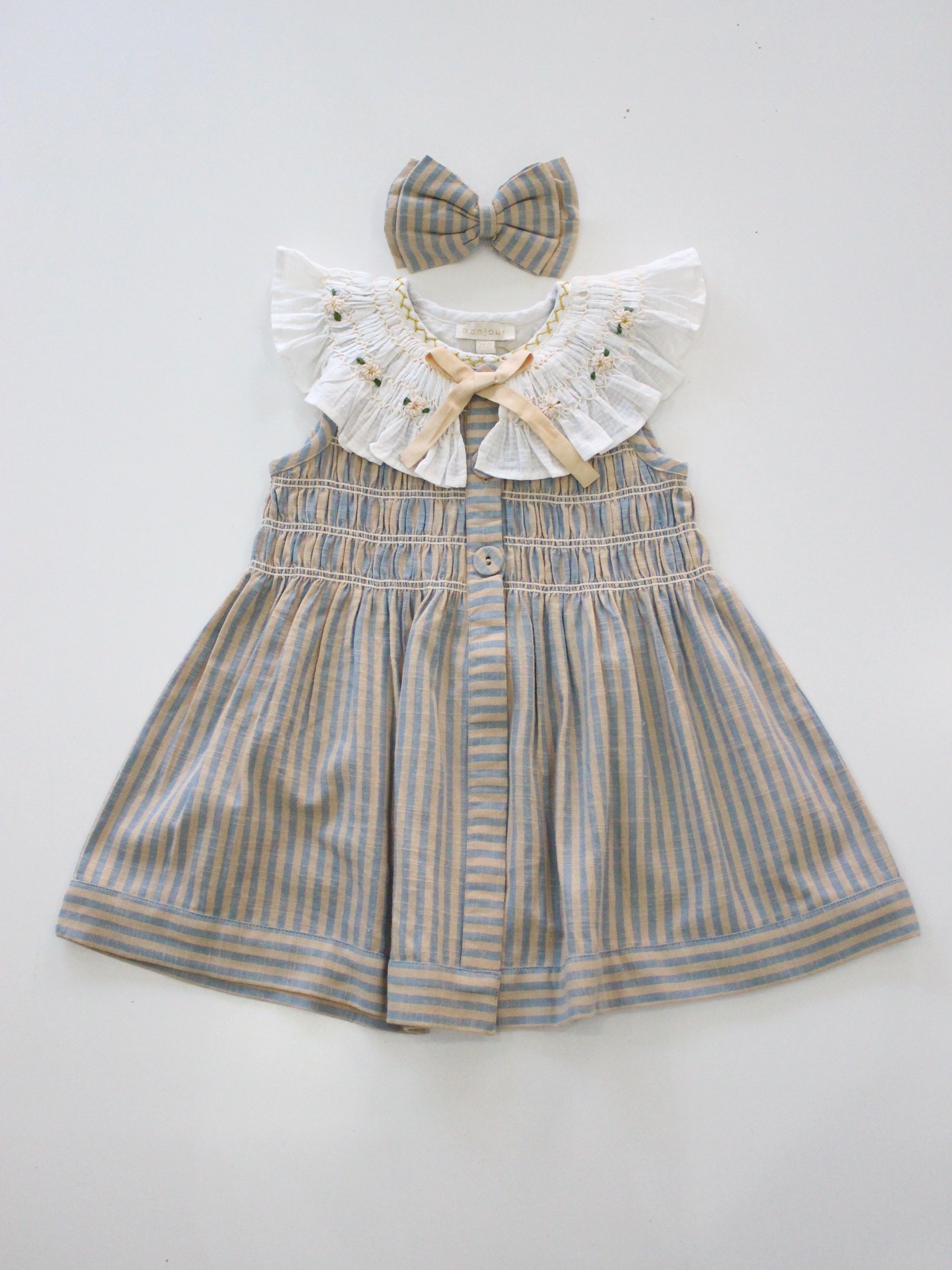 Bonjour diary 6Y 美品 BONJOUR DIARY Tunique with hairclip Transat stripe