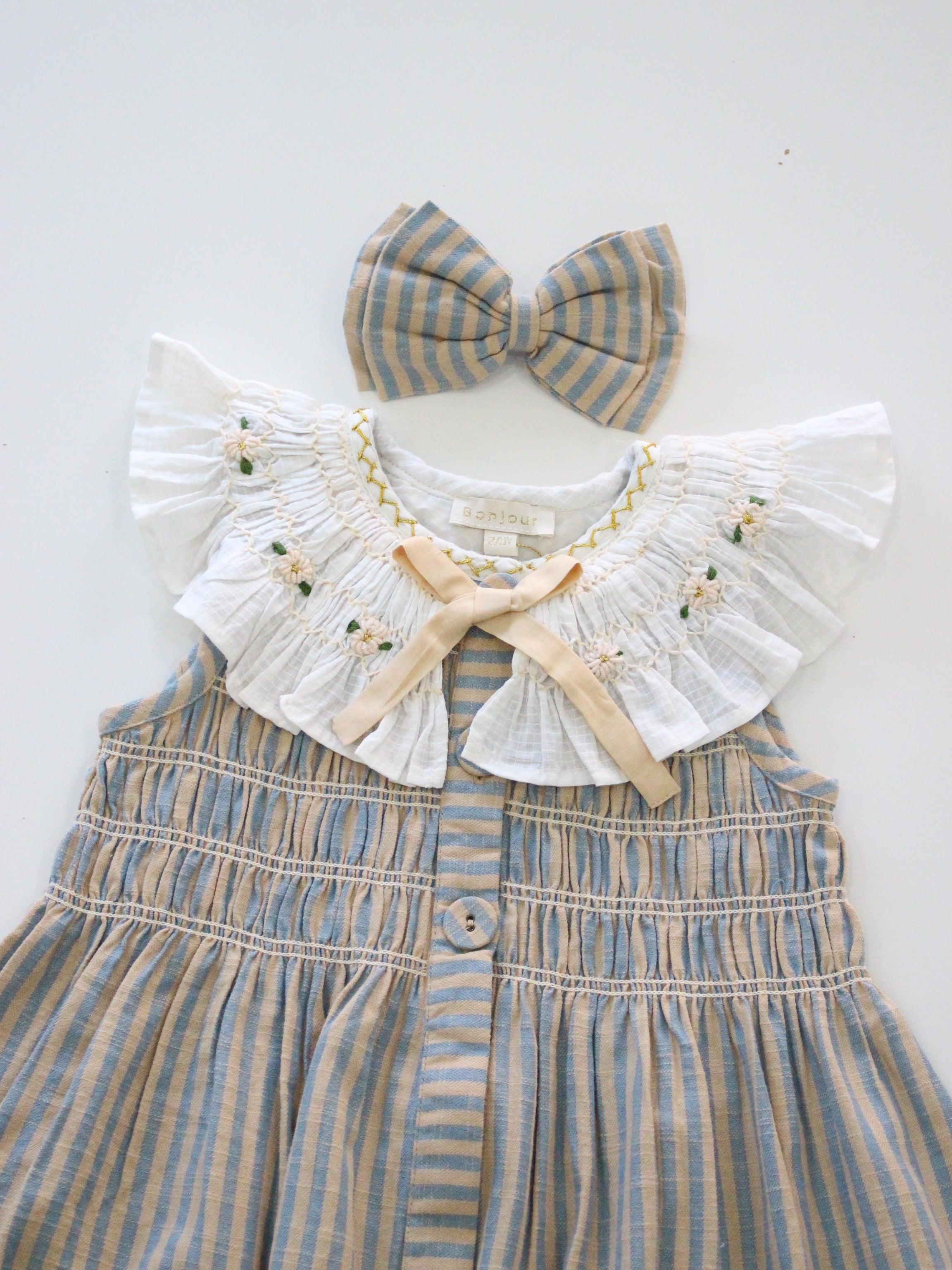 BONJOUR DIARY  Tunique with hairclip Transat stripe