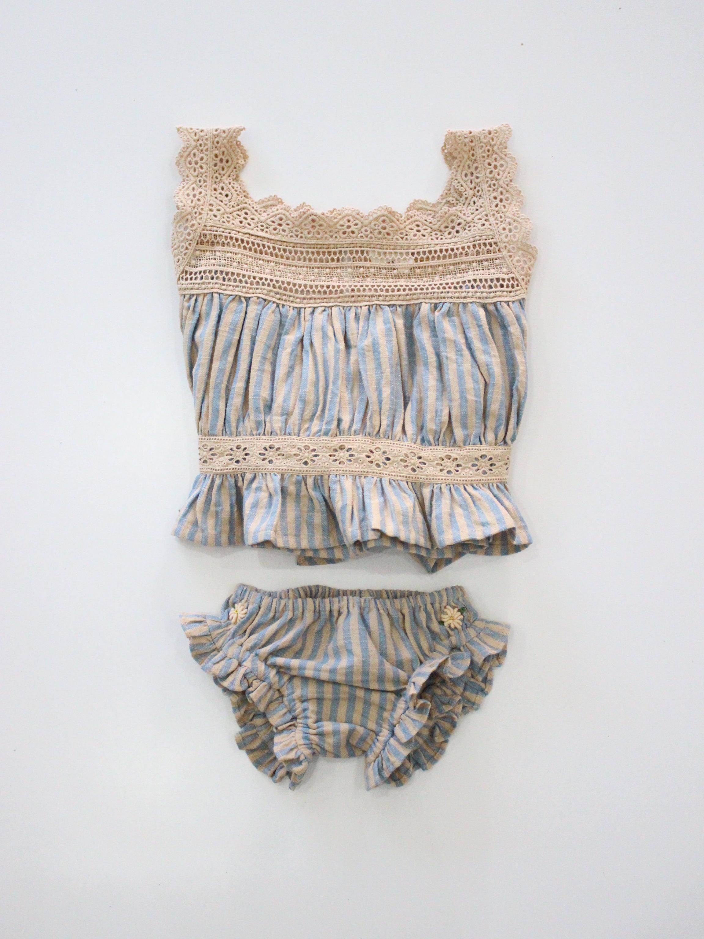 BONJOUR DIARY  Set - top & panty Blue transat stripe