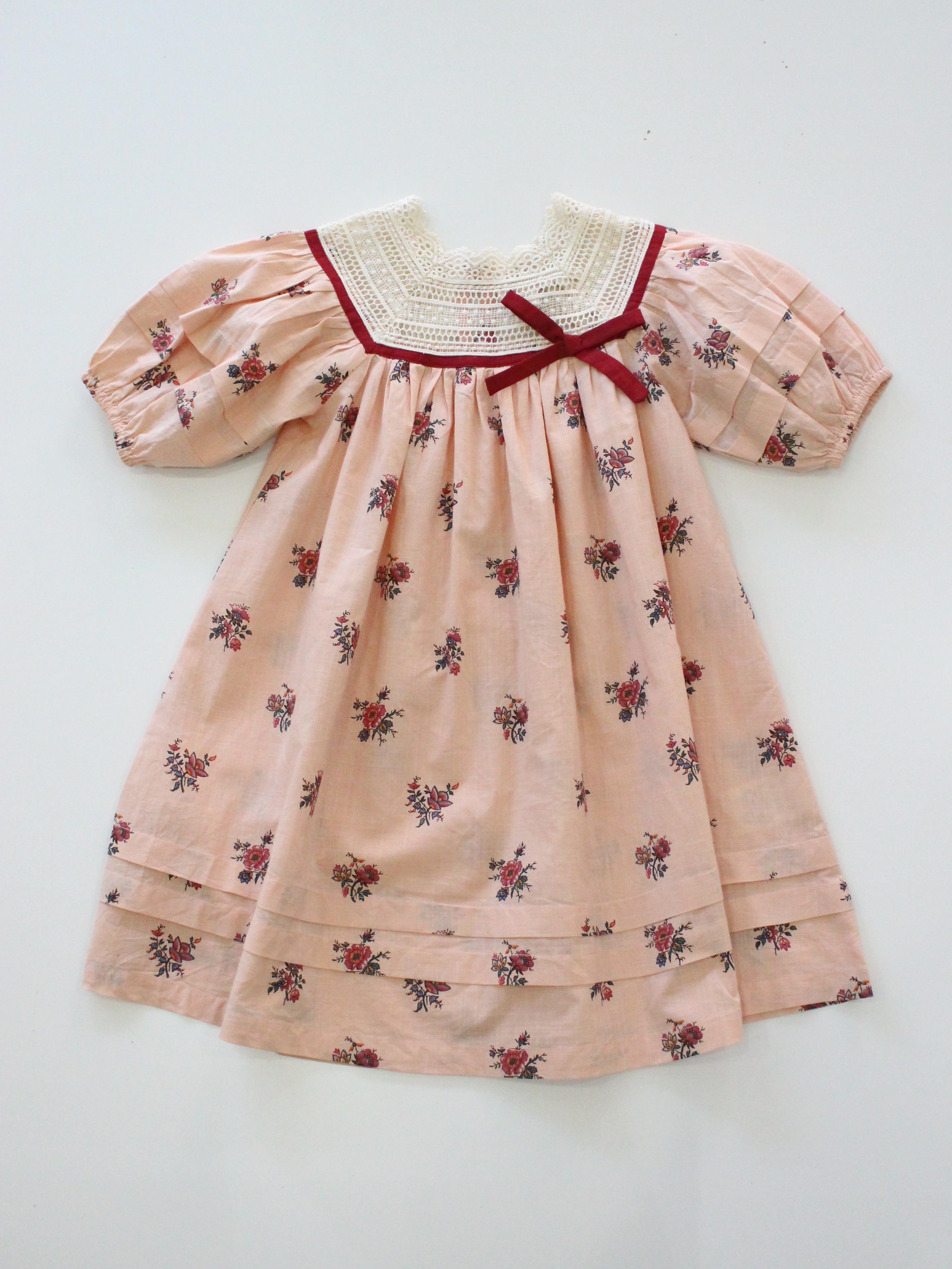 BONJOUR DIARY  Princess dress Pink garden flowers print - cotton voile