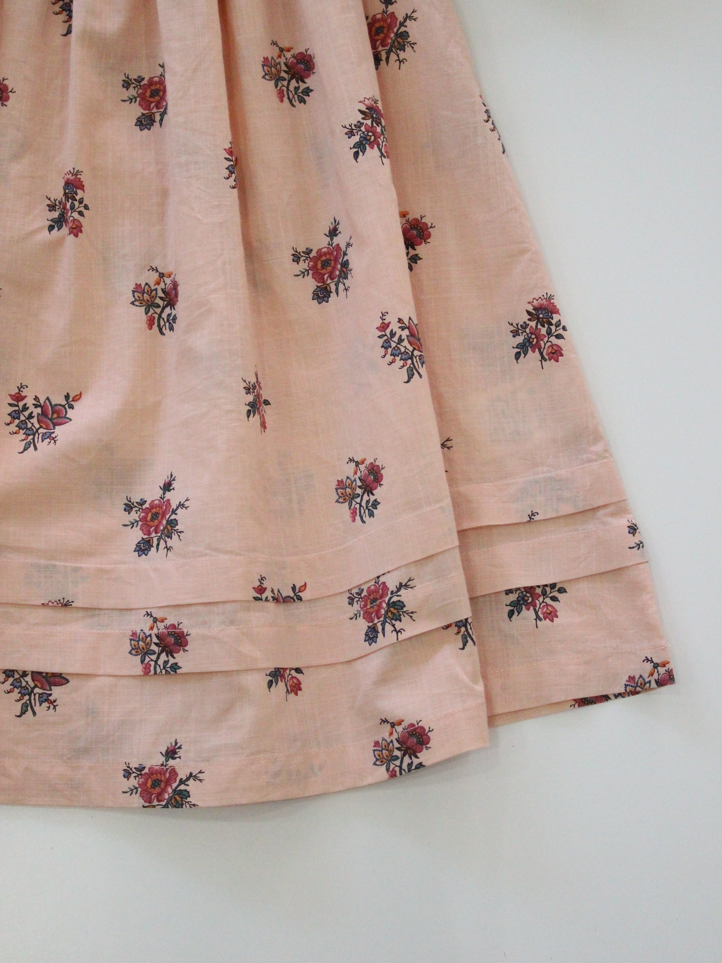 BONJOUR DIARY  Princess dress Pink garden flowers print - cotton voile