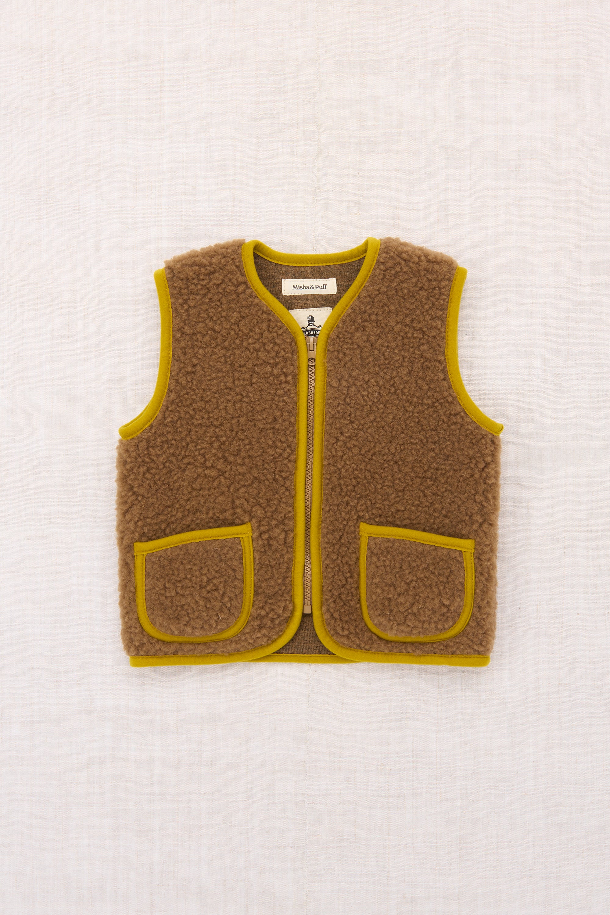 Misha & Puff PEPITKO VEST TEDDY BROWN   26FA Drop2