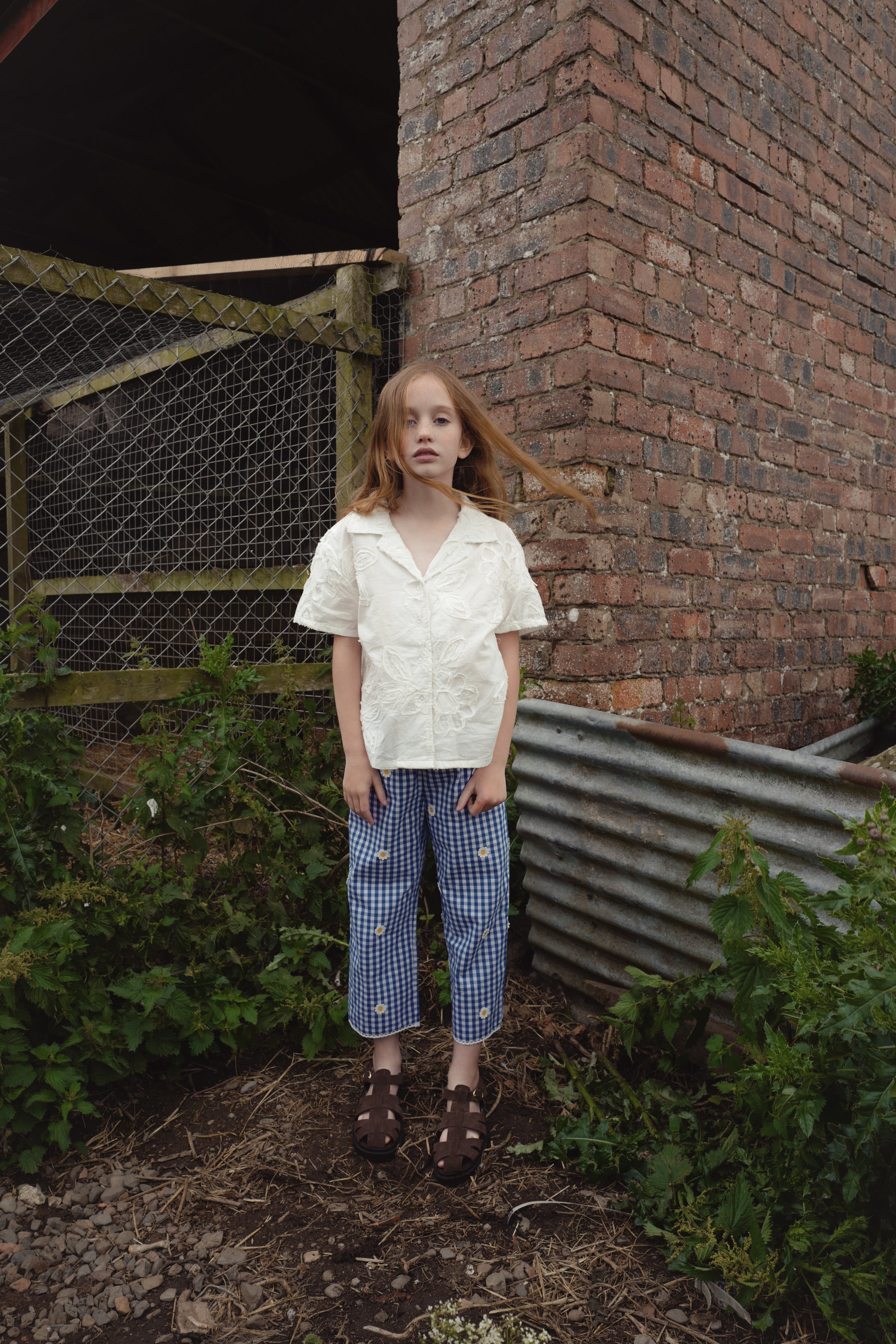 FISH & KIDS　DAISY FLOWERS PANTS  BLUE