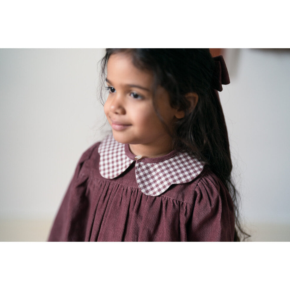 little cotton clothes  Scalloped Collar in Sugarplum Check