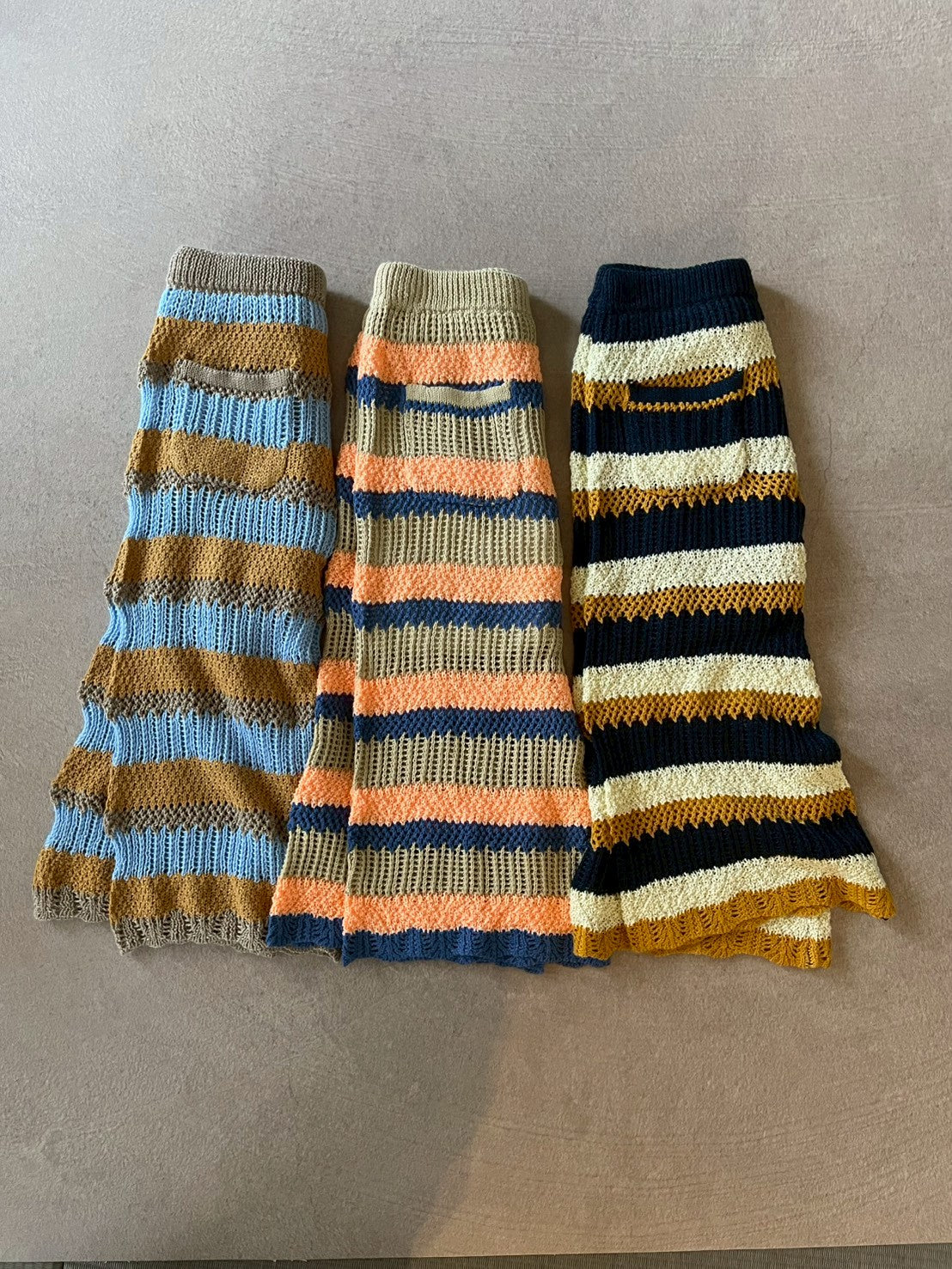 &pal    sukashiami border pants    cream　sax