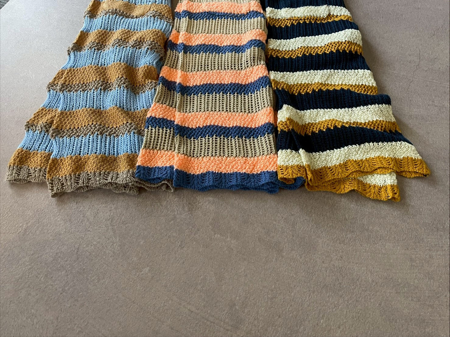 &pal    sukashiami border pants    cream　sax