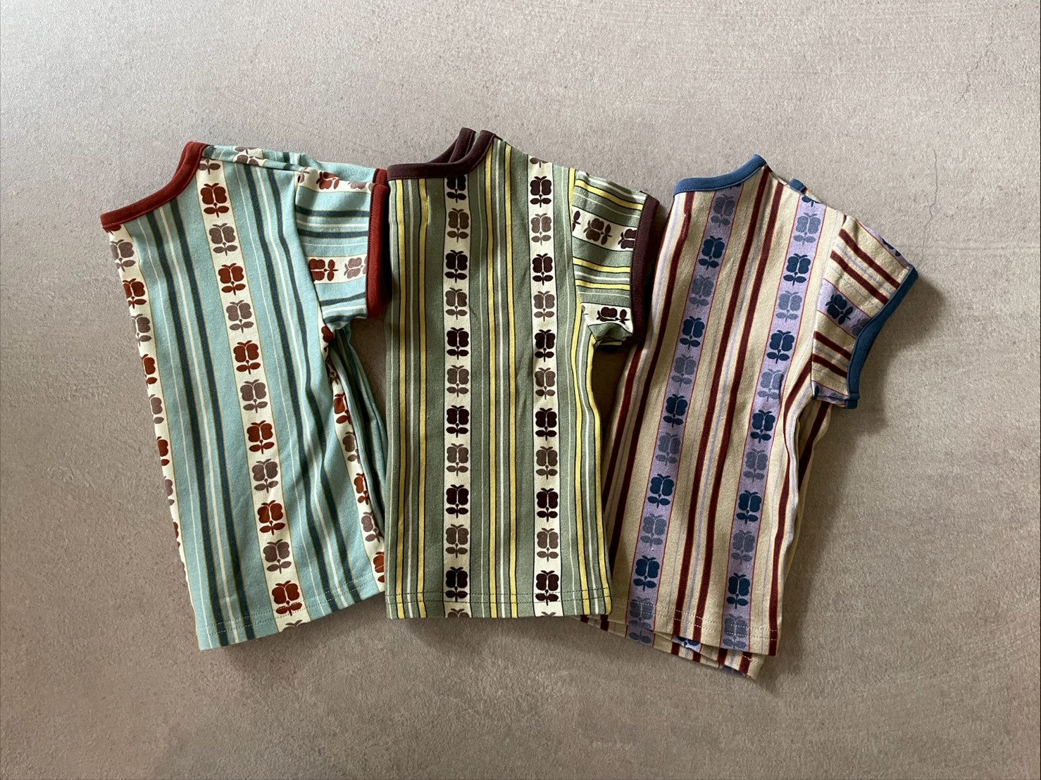 &pal    retro stripe T  kahki　sax