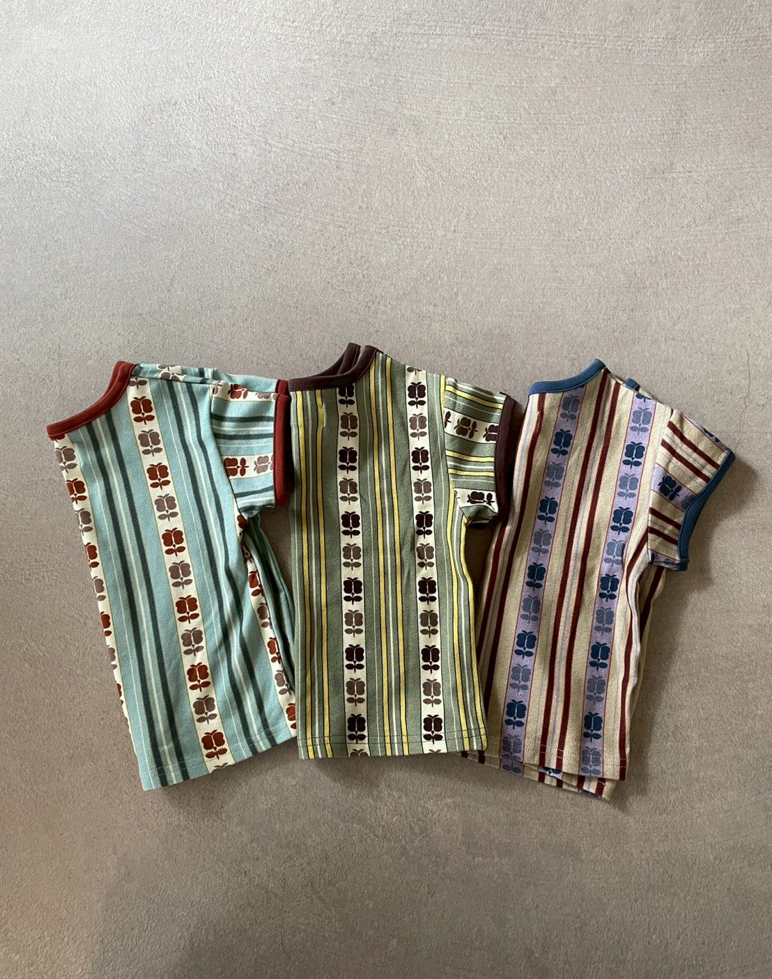 &pal    retro stripe T  kahki　sax