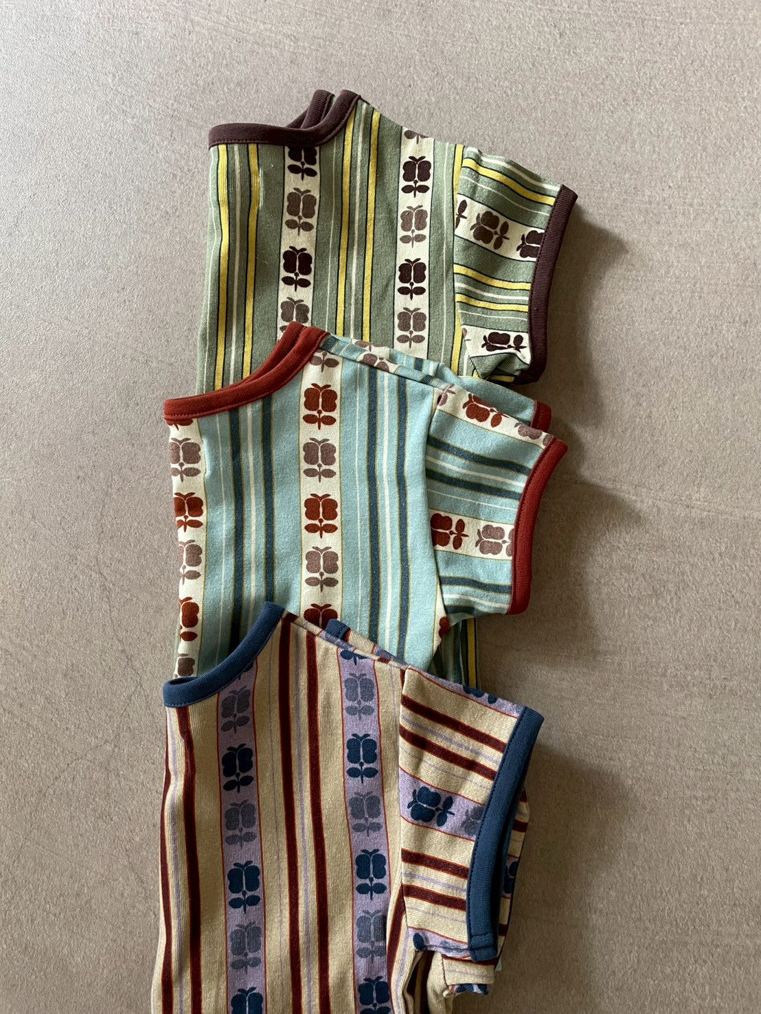 &pal    retro stripe T  kahki　sax