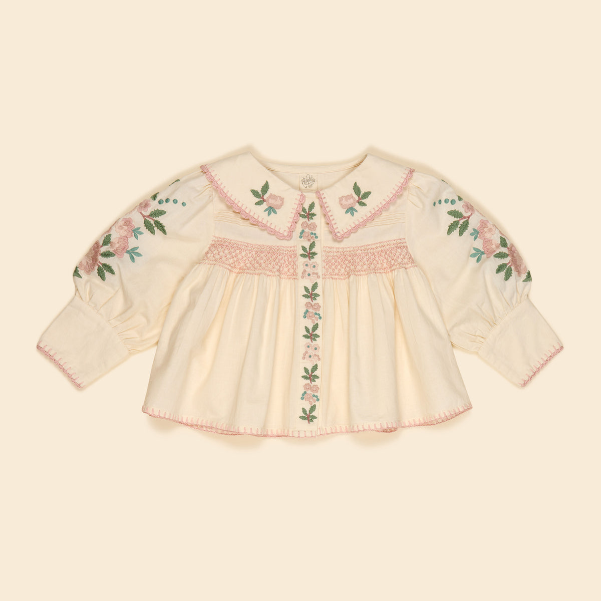 APOLINA  LORA BLOUSE - MILK-CREAM