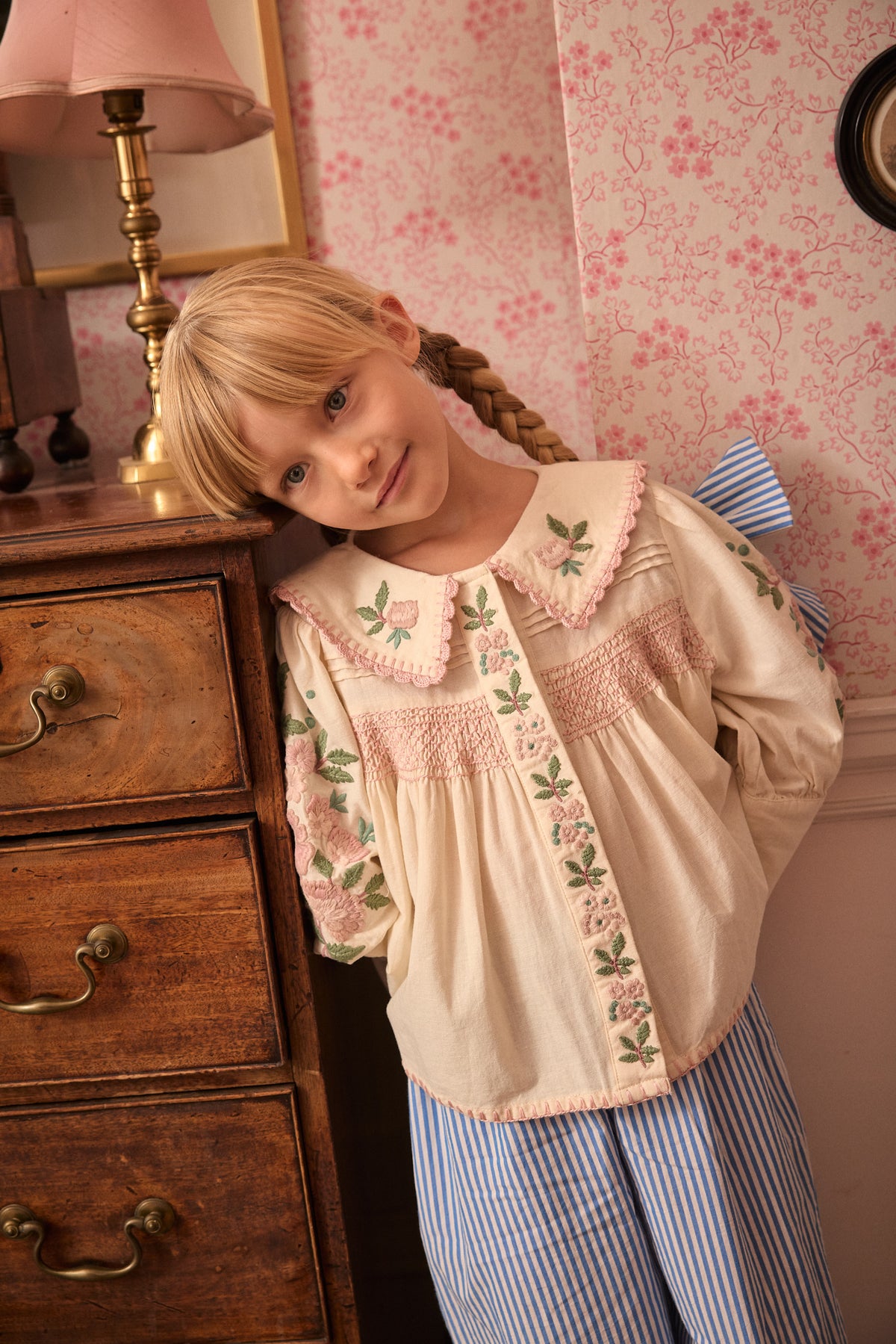 APOLINA  LORA BLOUSE - MILK-CREAM