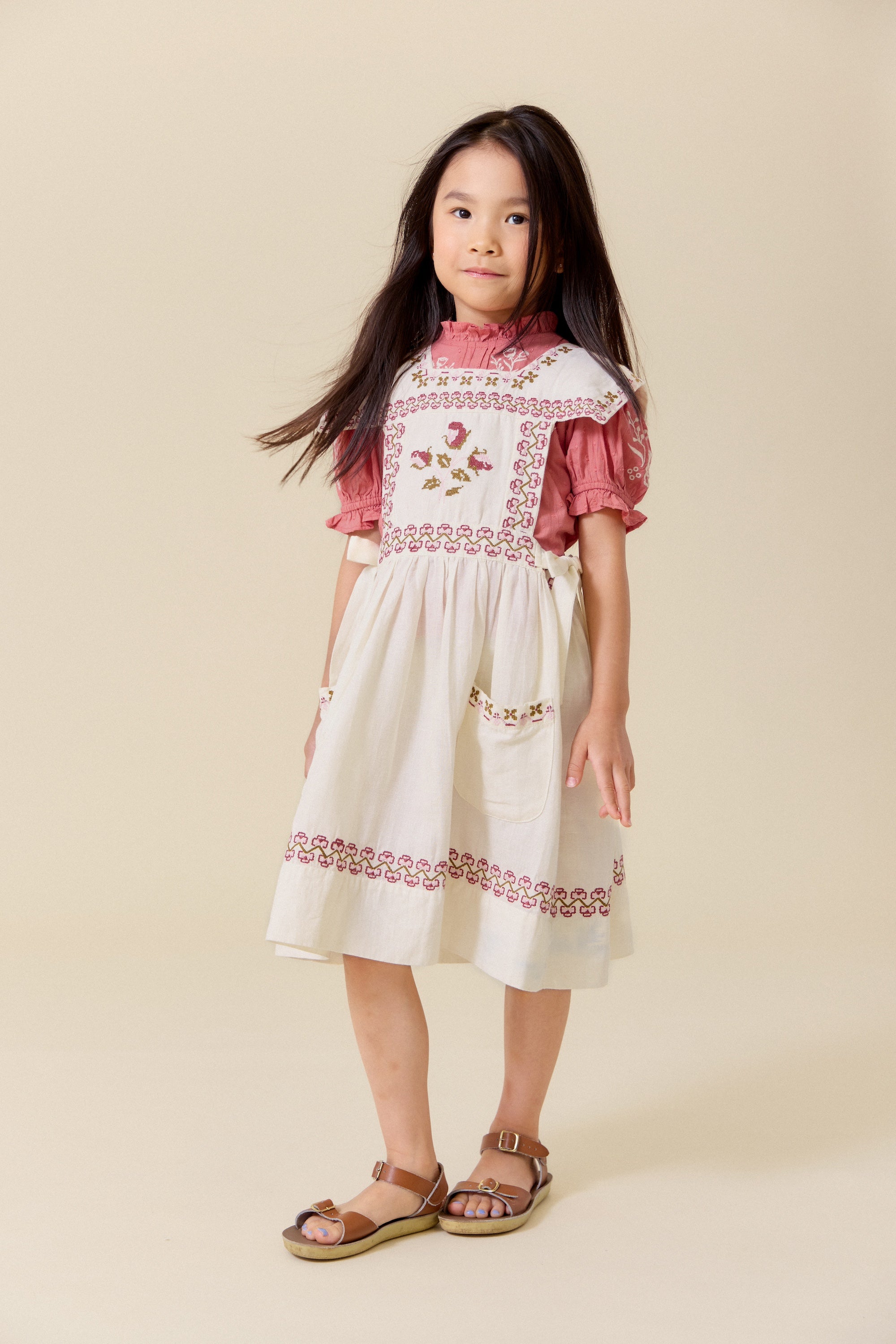 LALi  Polly Pinafore Dress in Antique White