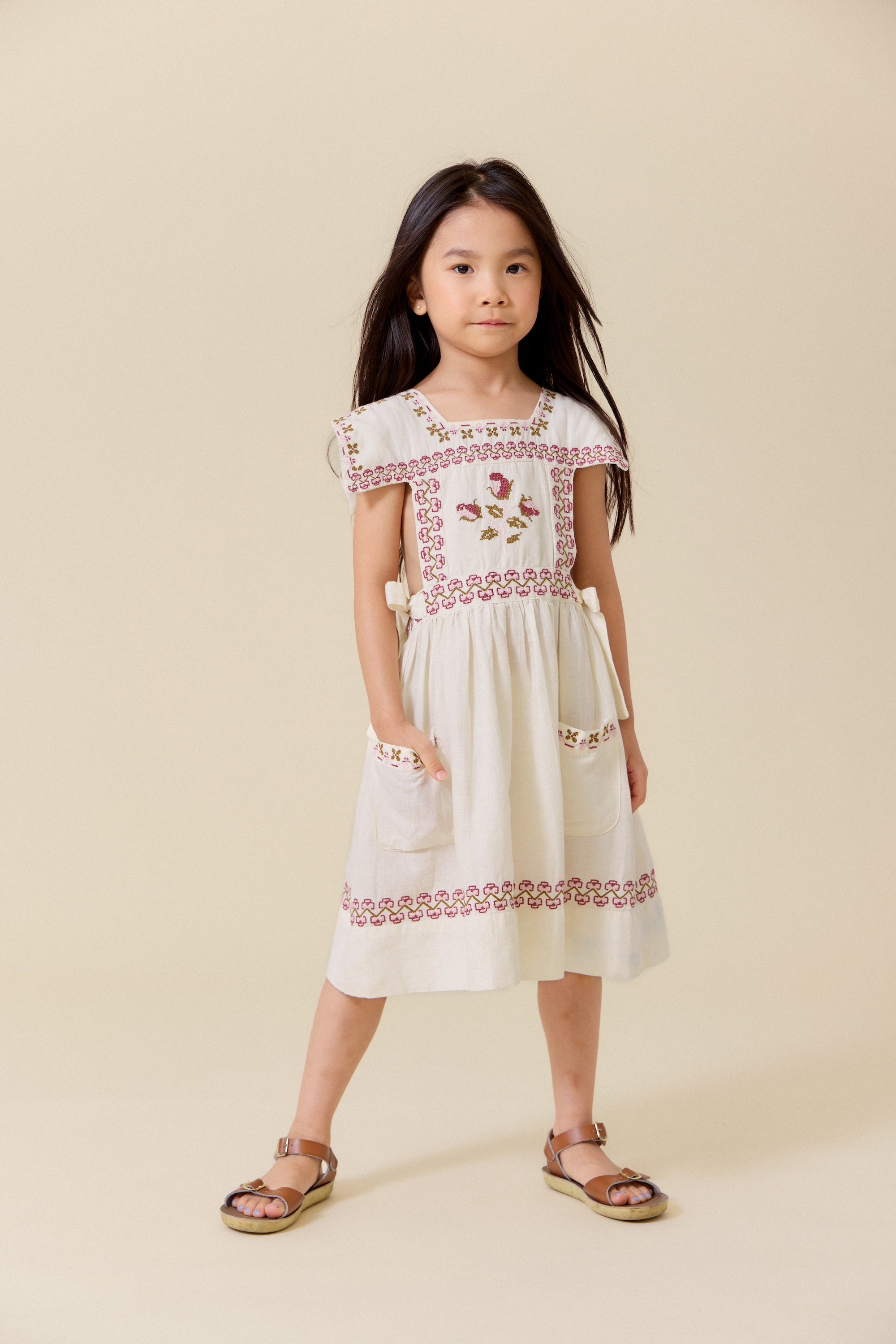 LALi  Polly Pinafore Dress in Antique White