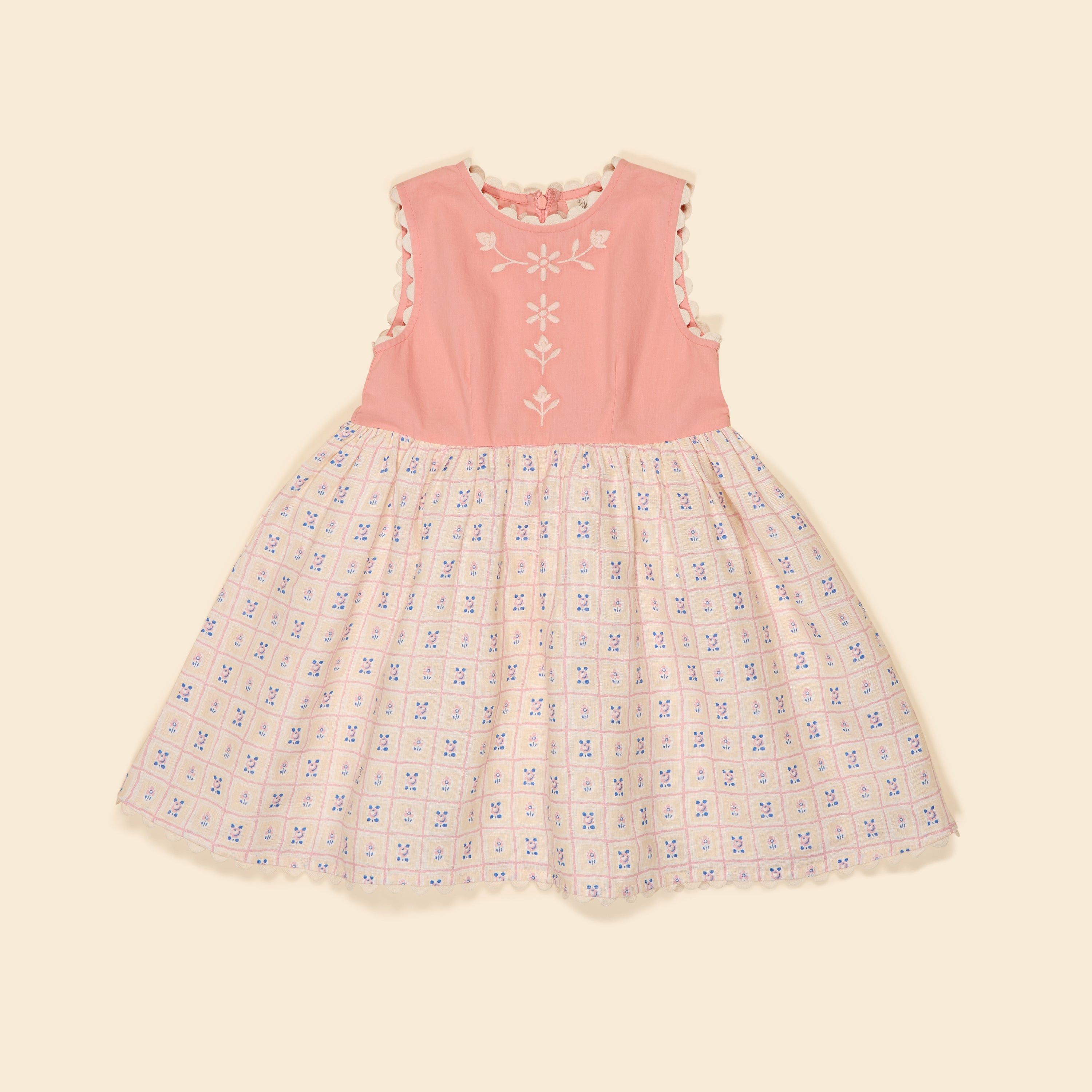 APOLINA LOLA DRESS ROSEPANEL CREAM/PEONY